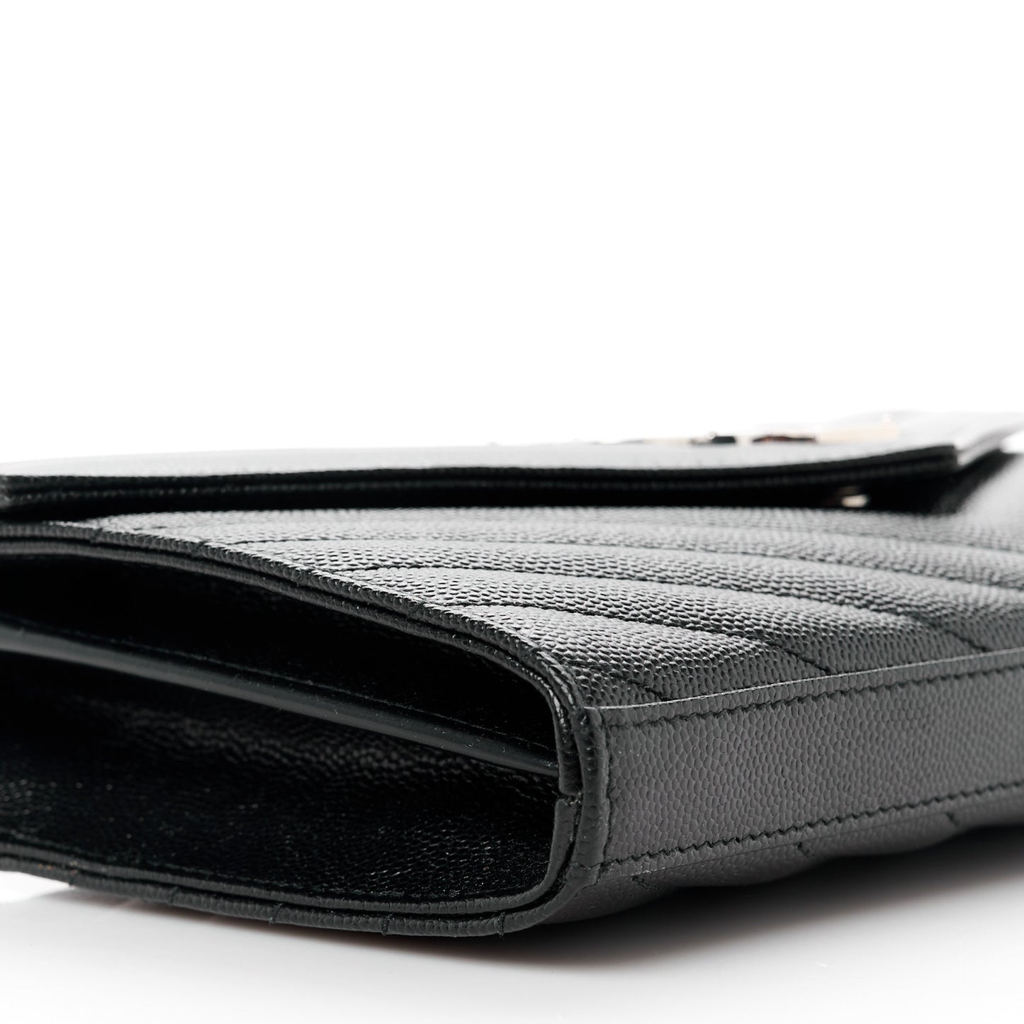 Grain De Poudre Matelasse Chevron Monogram Chain Wallet Black