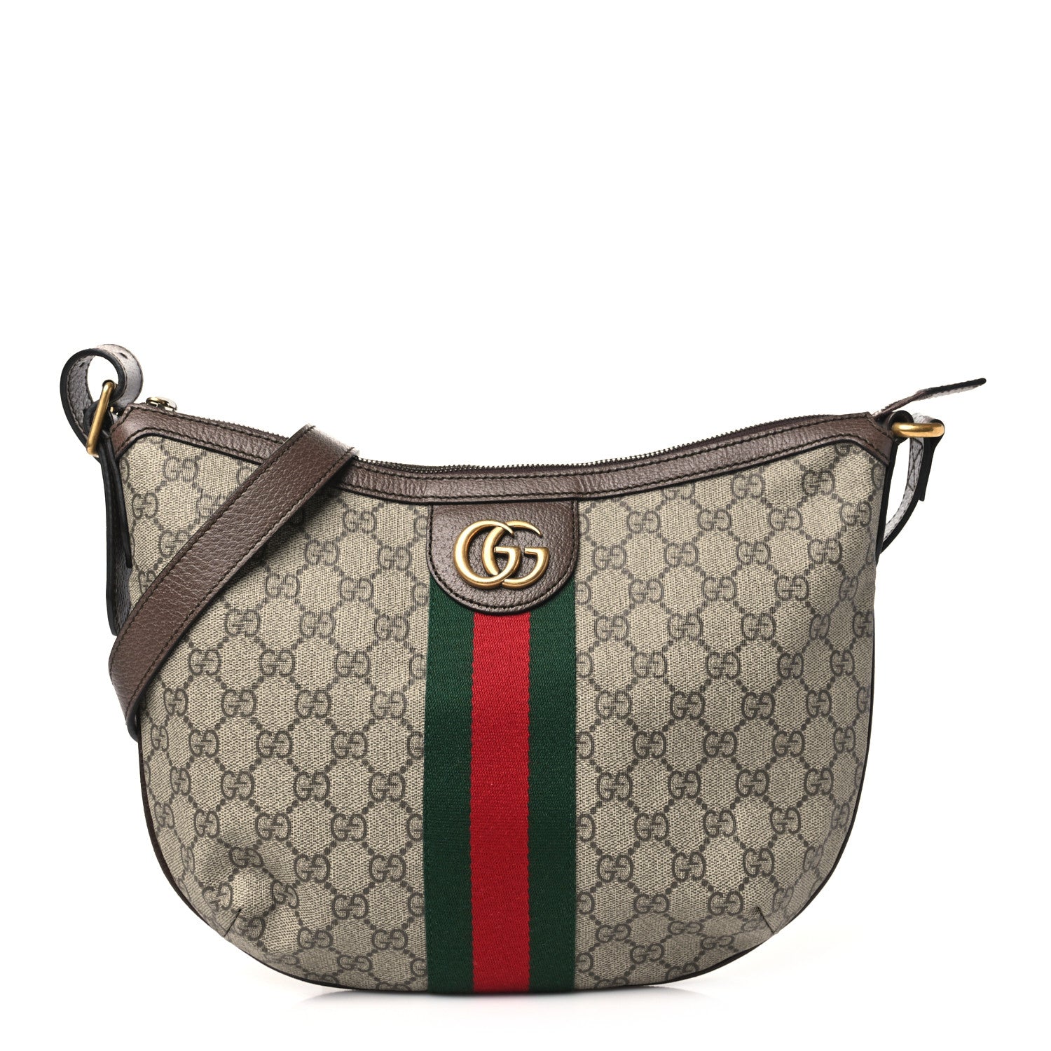 Gucci GG Supreme Monogram Web Small Ophidia Half Moon Hobo Brown 1 of 10