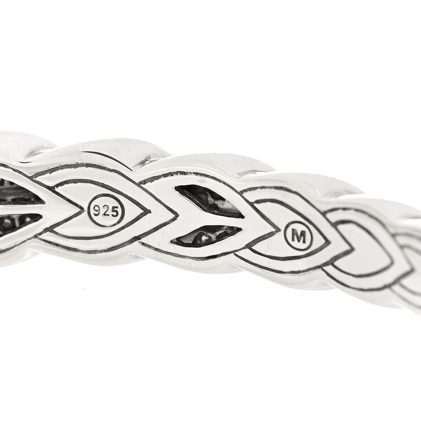 Sterling Silver Diamond Legends Naga Slim Cuff Bracelet M