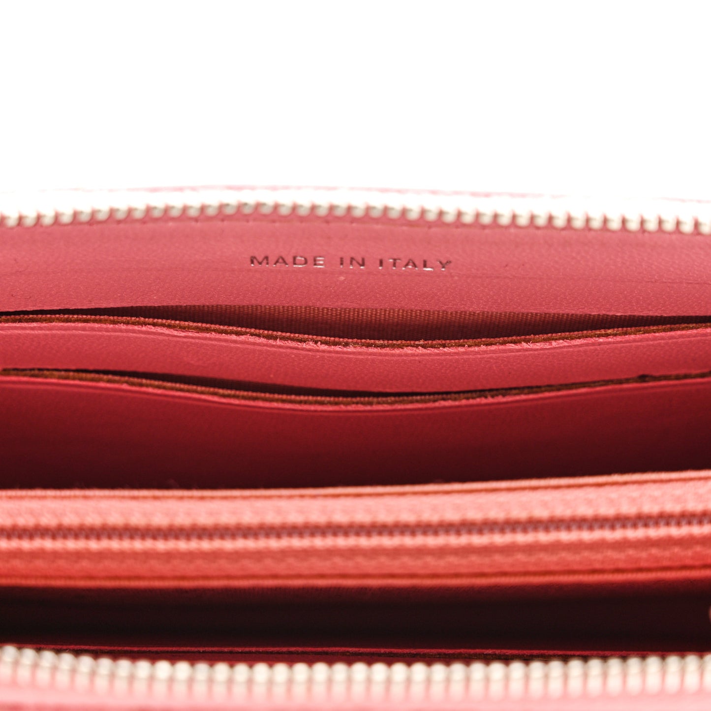 Lambskin Quilted CC Crossing Small Zip Around Wallet Pink