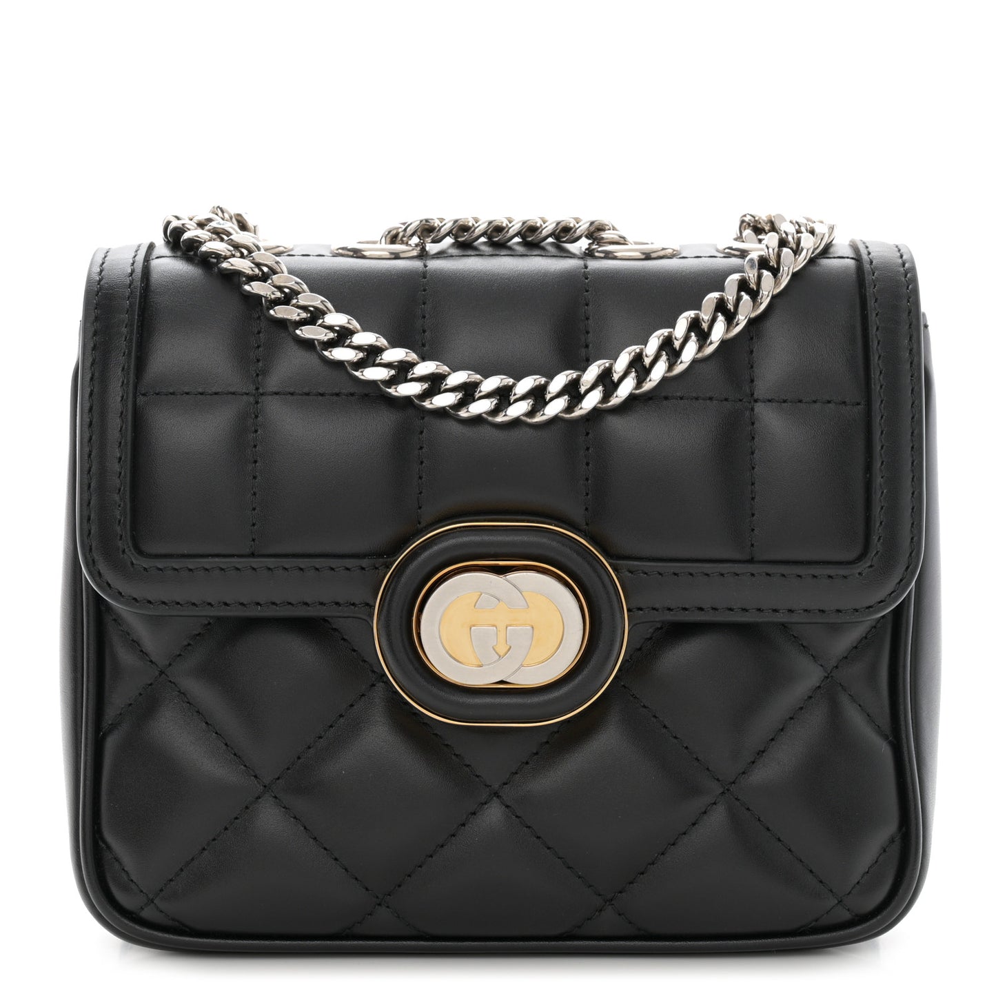 Calfskin Quilted Mini Deco Shoulder Bag Black