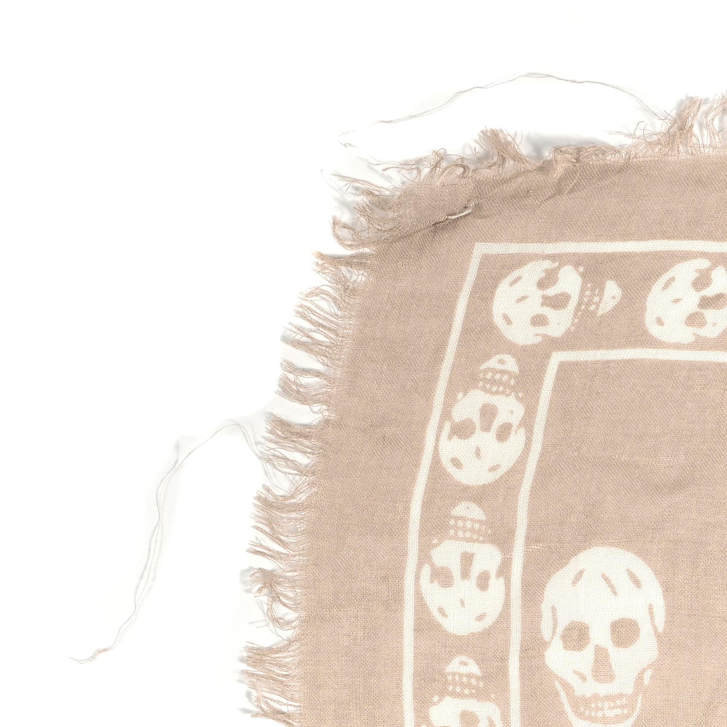 Silk Chiffon Skull Scarf Beige Ivory
