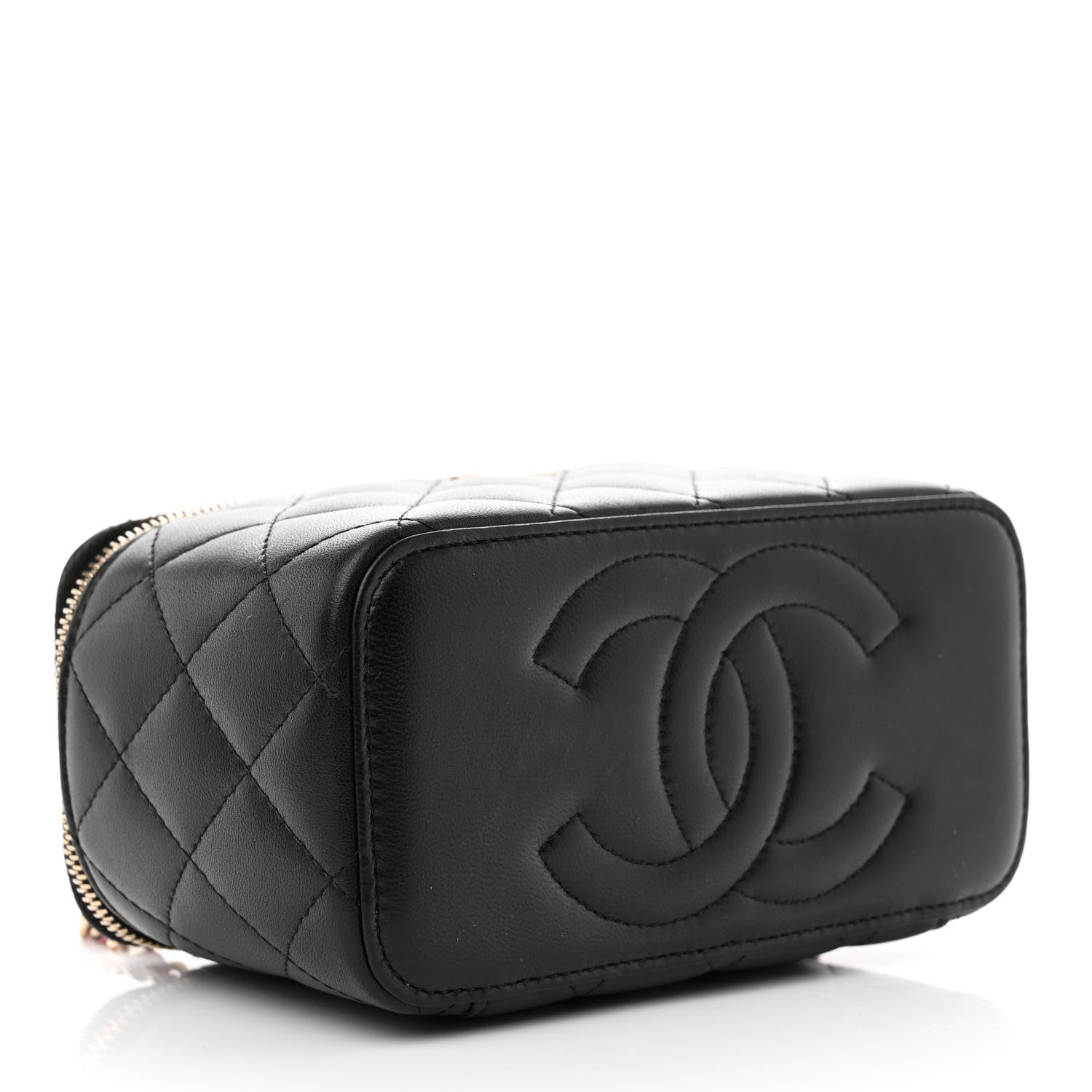 Chanel Lambskin Quilted Small Top Handle Vanity Case With Chain Black Lilac 4 of 12