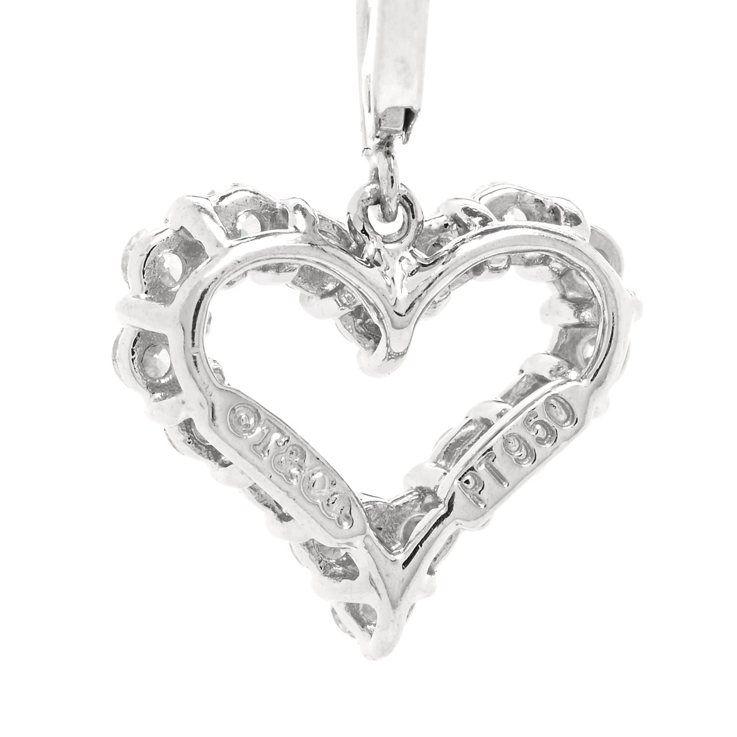 Platinum Diamond Heart Drop Earrings