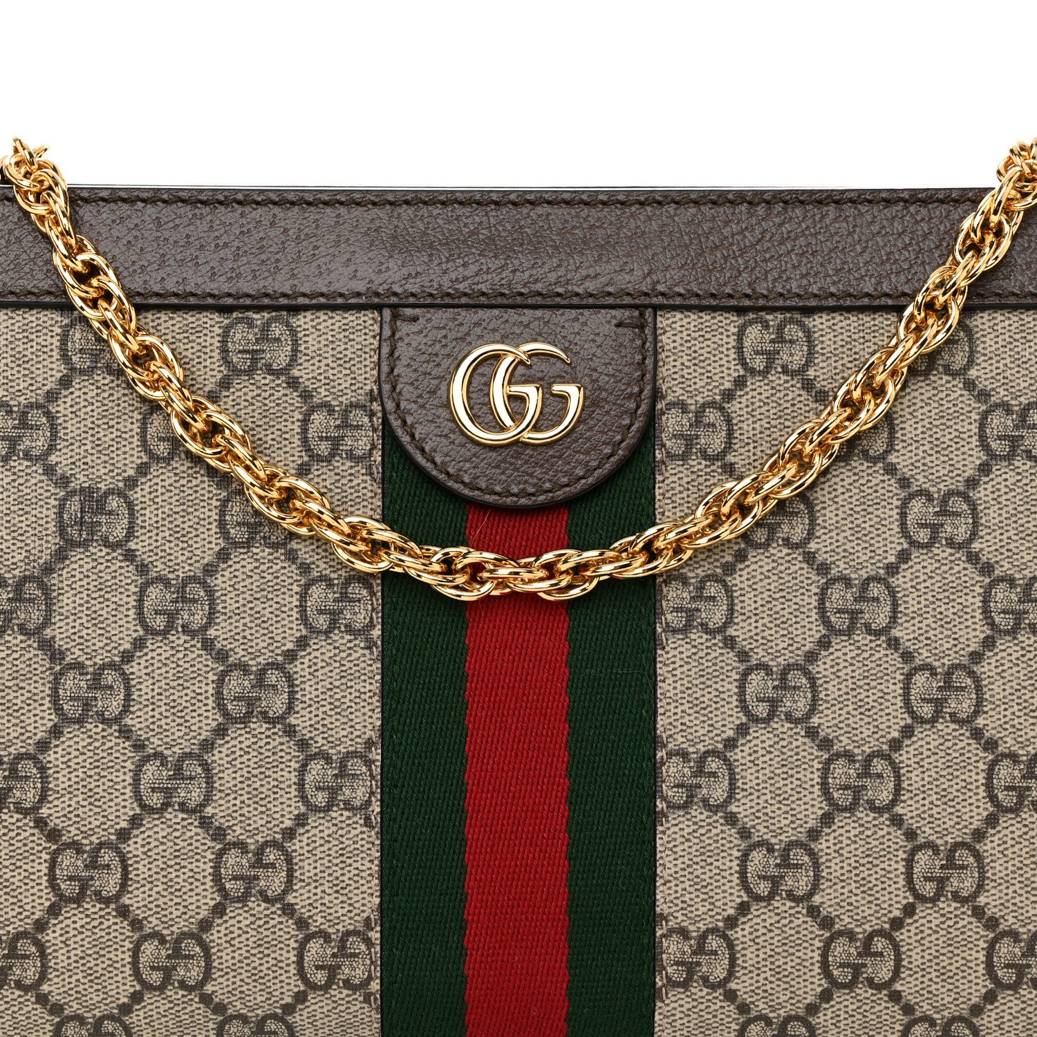 Gucci GG Supreme Monogram Web Small Ophidia Chain Shoulder Bag Brown 8 of 11