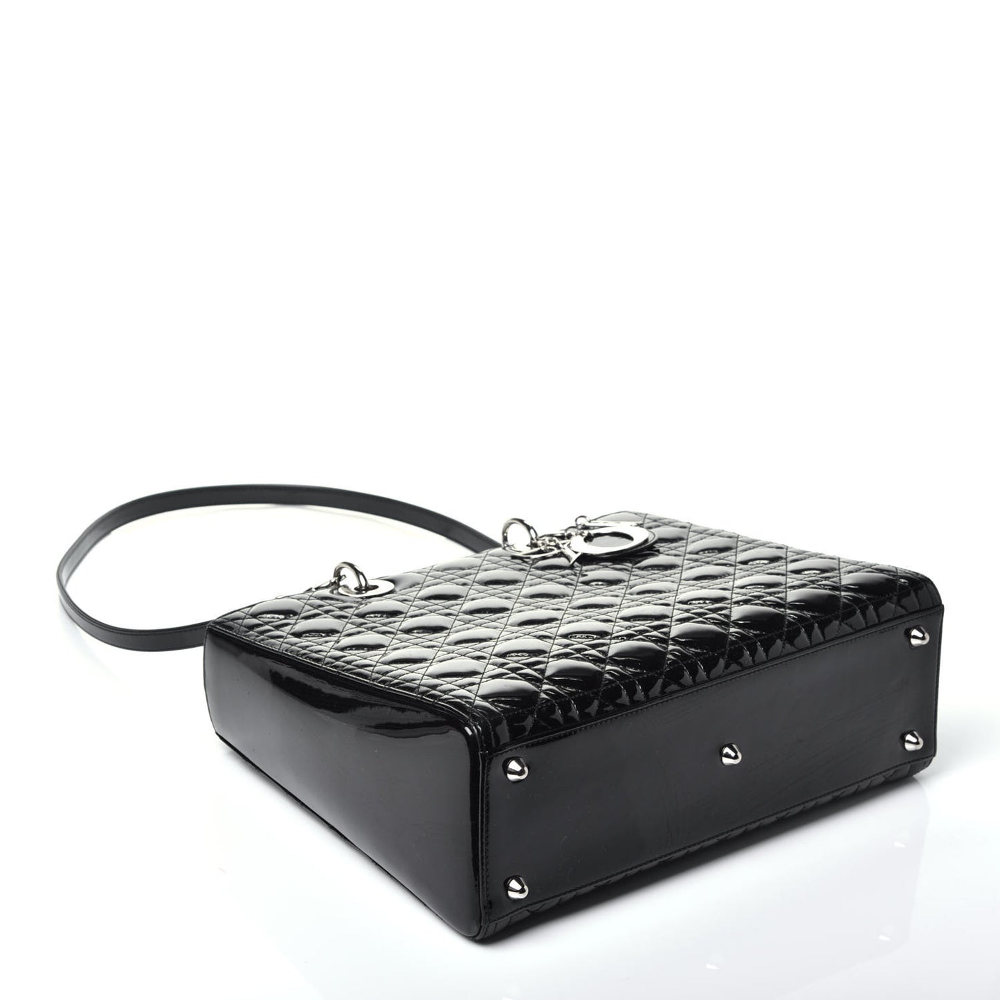 Patent Cannage Large Lady Dior Black