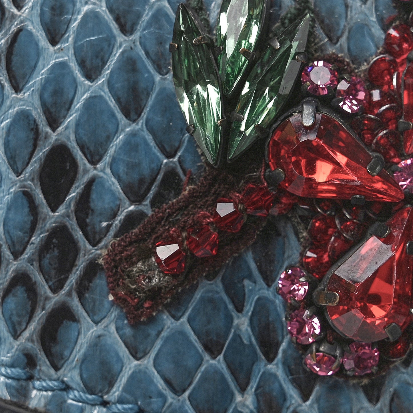 Snakeskin Blind For Love Embroidered Small Dionysus Shoulder Bag Ultramarine Multicolor