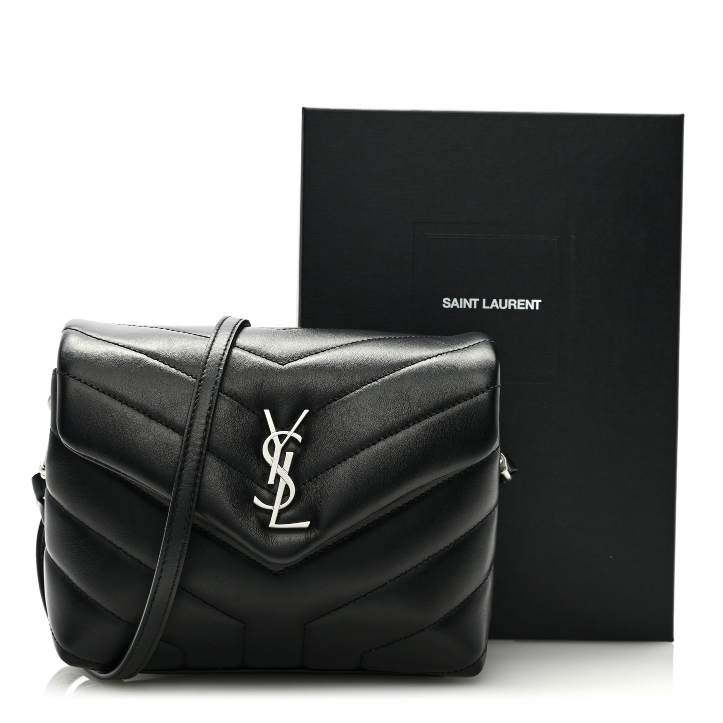 Calfskin Y Quilted Monogram Toy Loulou Crossbody Bag Black
