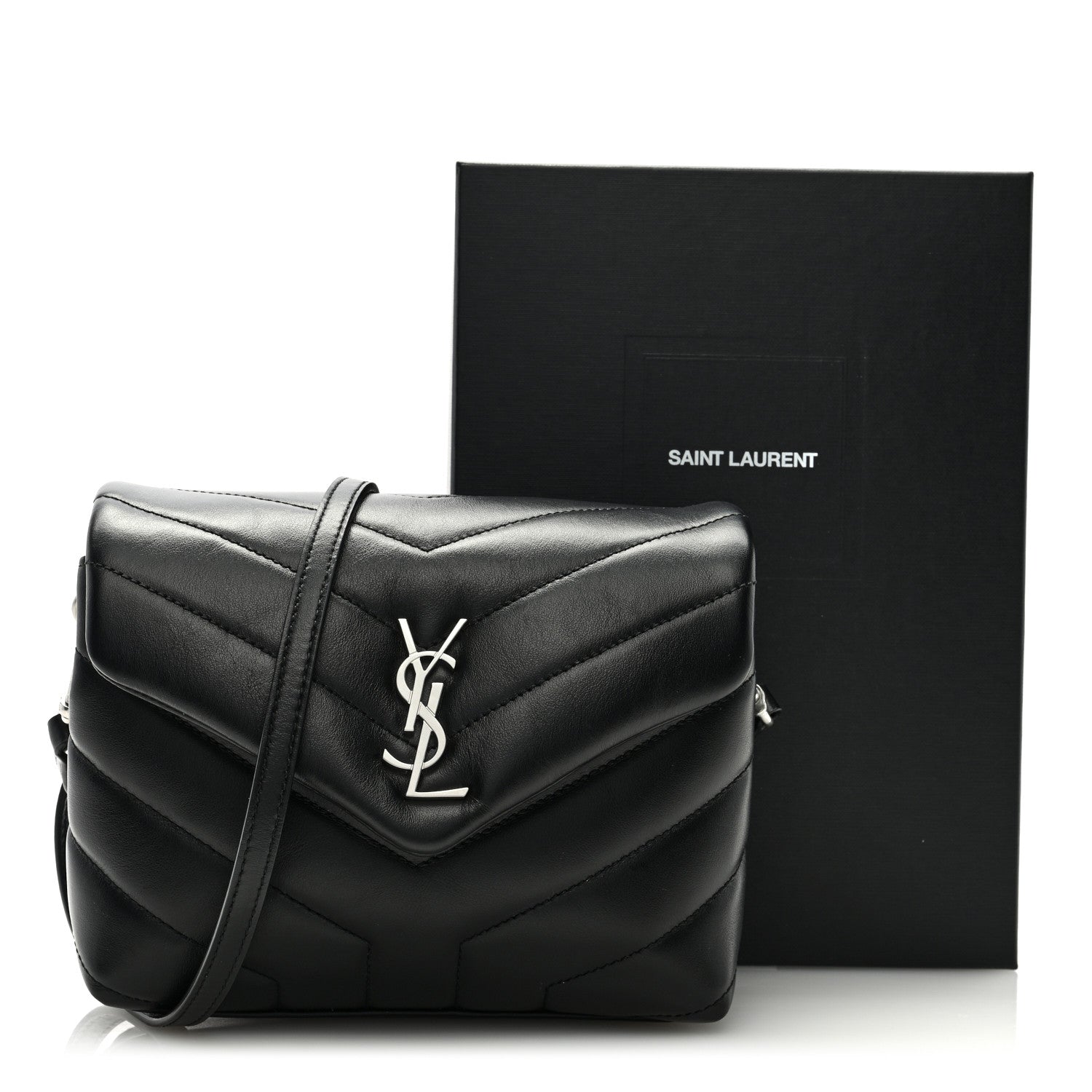 Saint Laurent Calfskin Y Quilted Monogram Toy Loulou Crossbody Bag Black 9 of 9