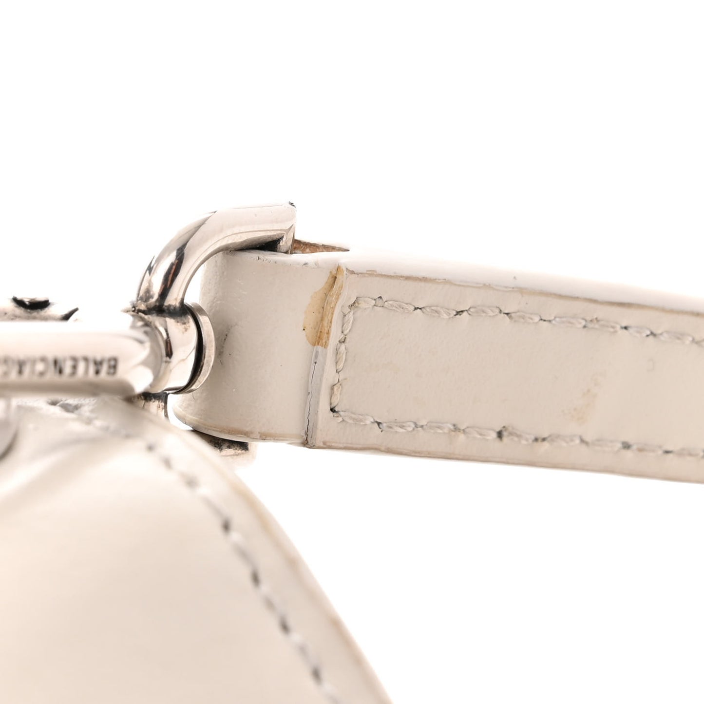 Shiny Box Calfskin Hourglass Top Handle Bag XS Chalky White