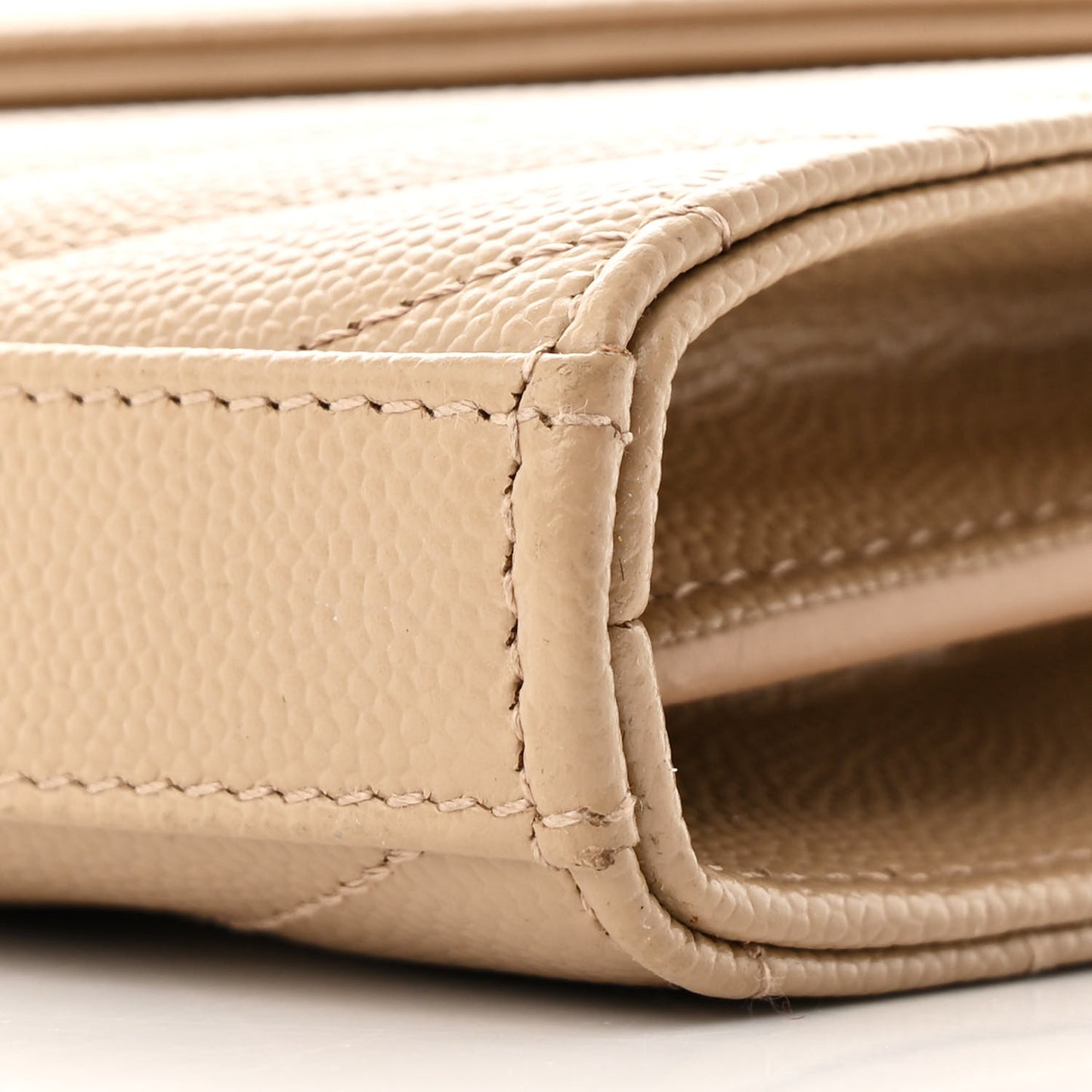Grain De Poudre Matelasse Chevron Cassandre Chain Wallet Dark Beige