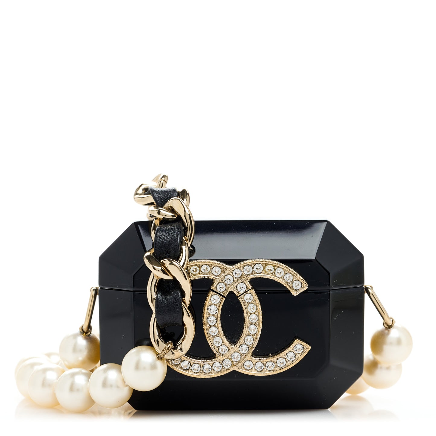 Resin Crystal Pearl Airpods Pro Holder Necklace Black Pearly White