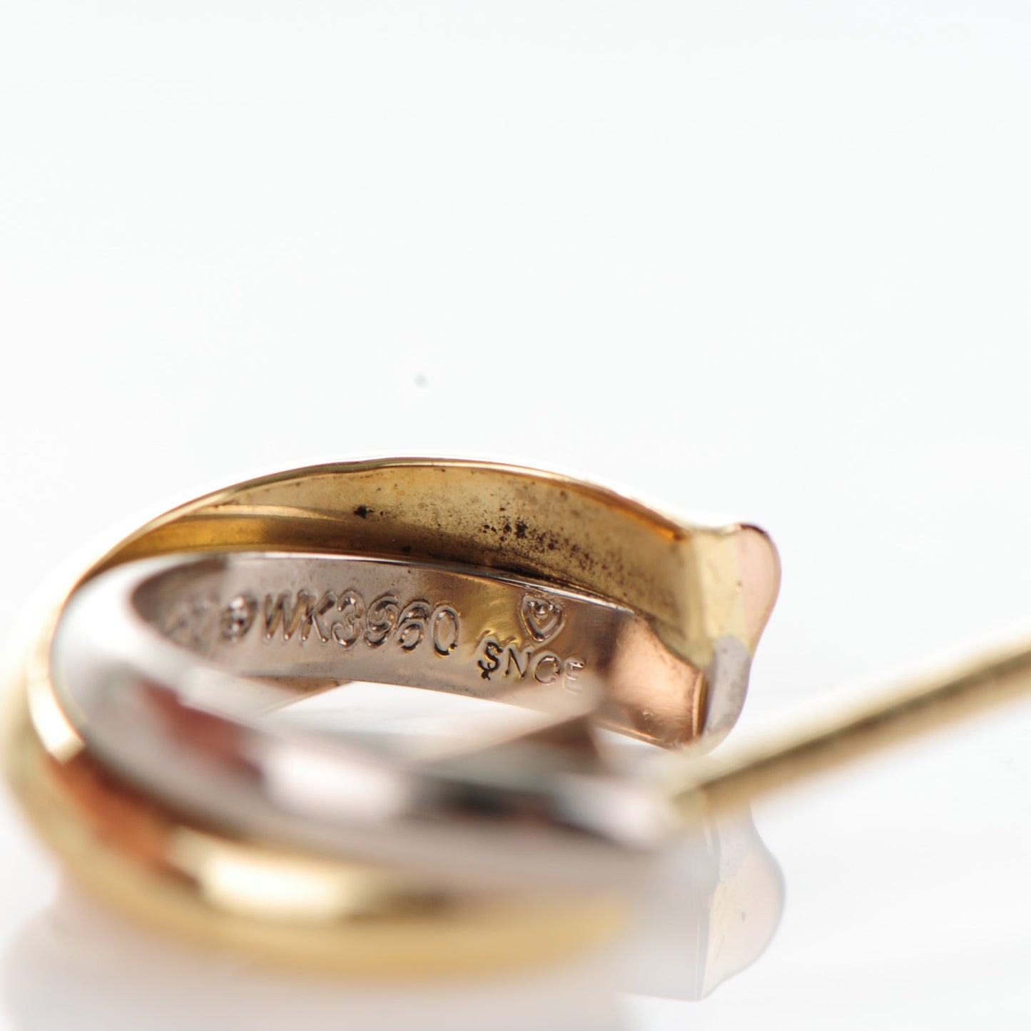 18K Pink Yellow White Gold 13mm Trinity Hoop Earrings