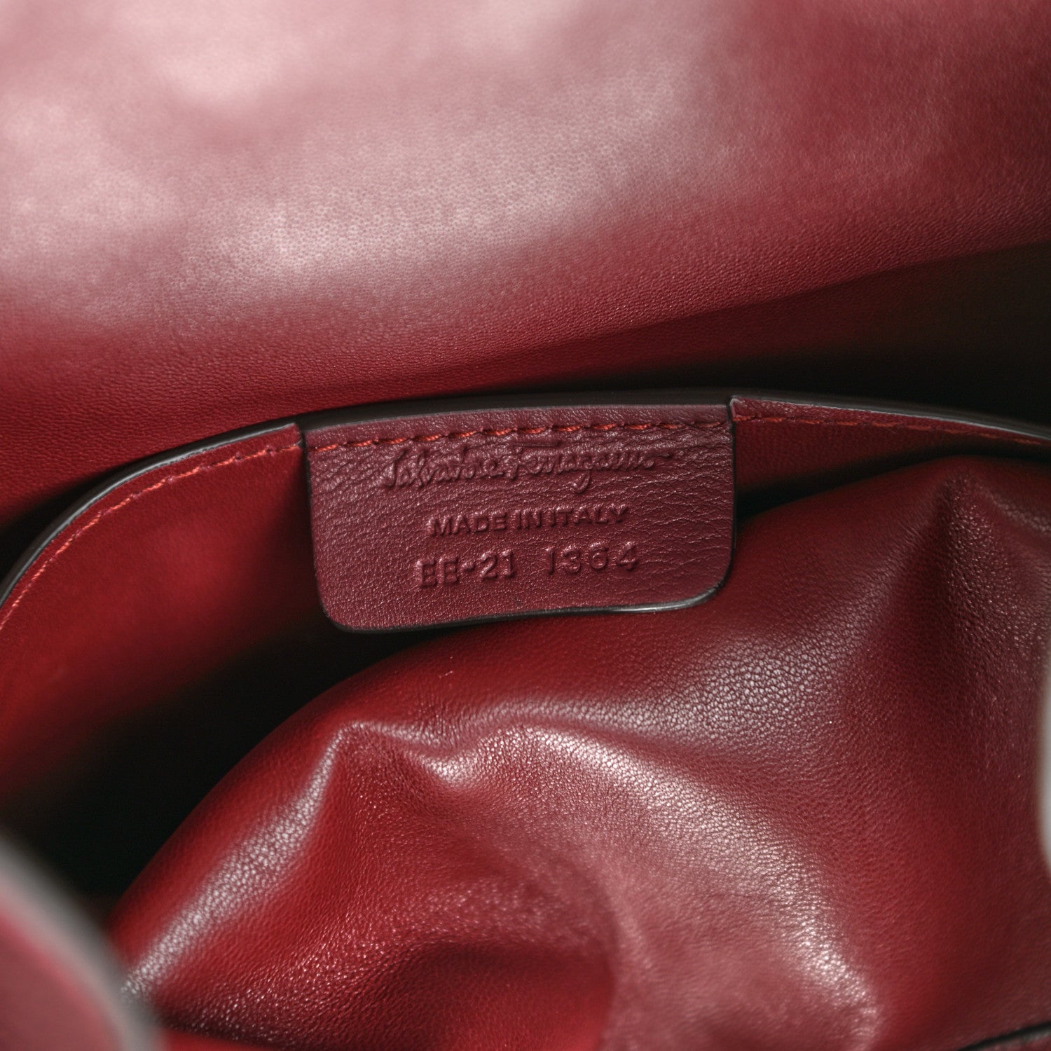 Salvatore Ferragamo Calfskin Gancini Embossed Trifolio Tote Bag Burgundy 8 of 11