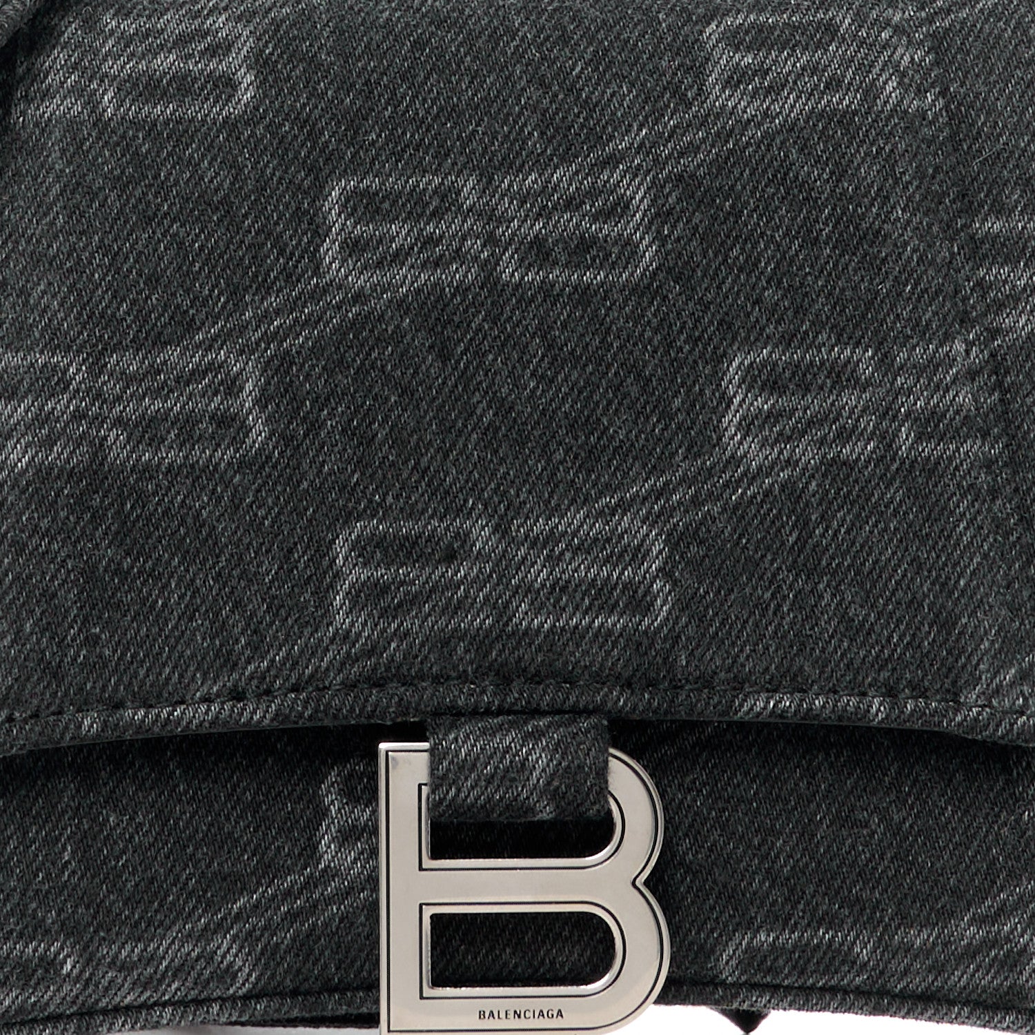 Balenciaga Washed Denim BB Monogram Small Hourglass Top Handle Bag Black 9 of 11