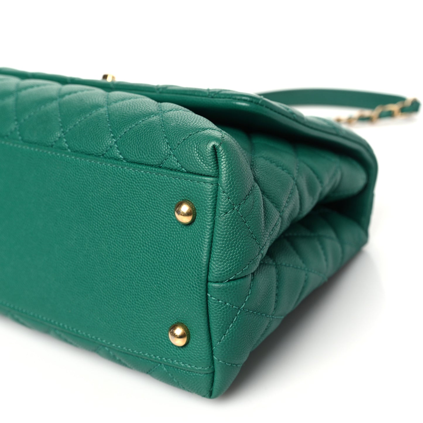 Caviar Quilted Small Coco Handle Flap Green