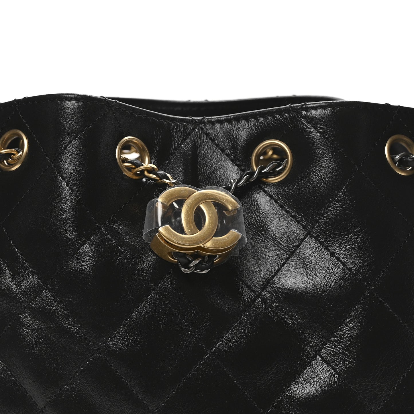 Shiny Crumpled Calfskin Quilted Small Chanel 25 Handbag Black