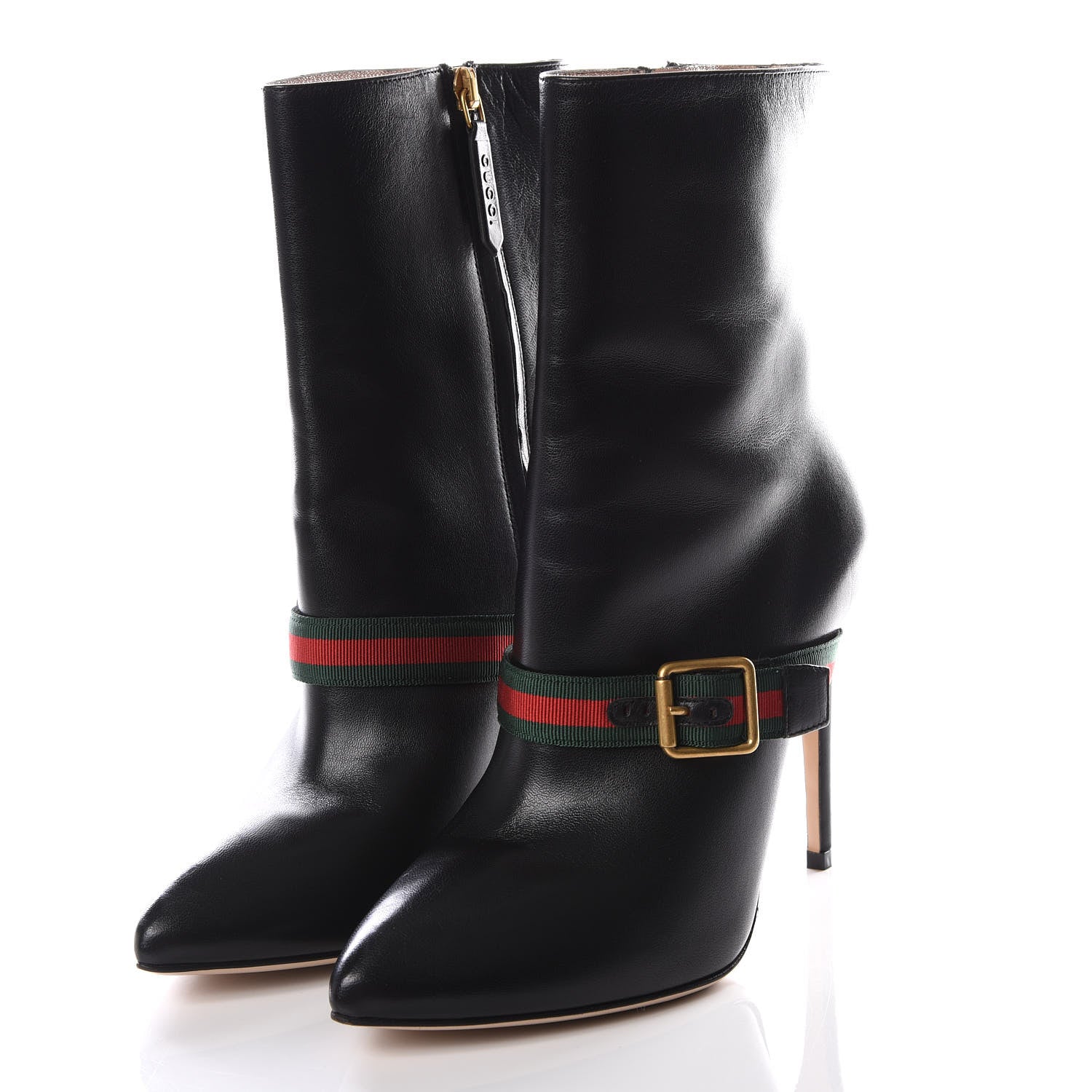 Gucci Nappa Sylvie Ankle Boots 37.5 Black 2 of 8