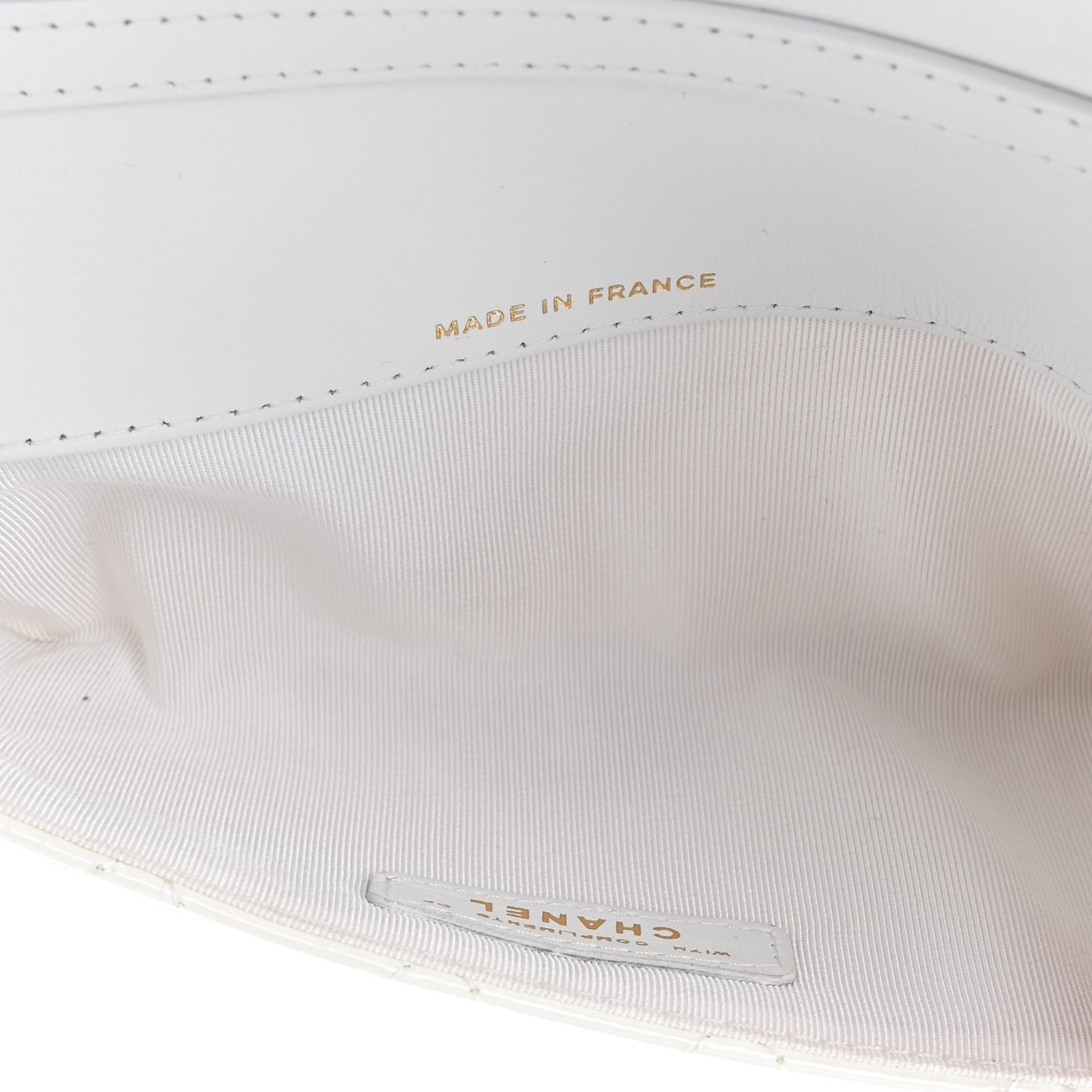 Patent Quilted Glasses Case With Chain White