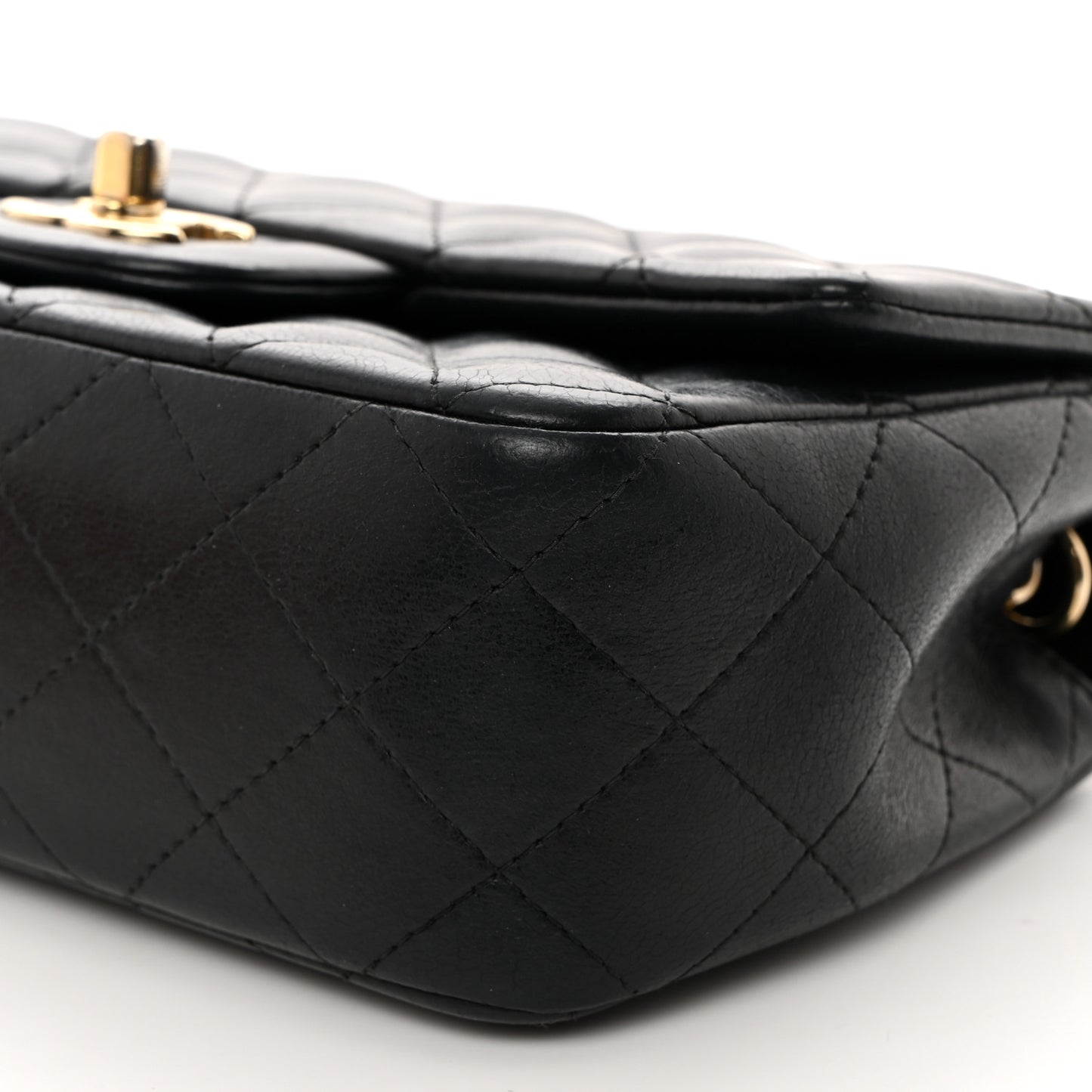 Lambskin Quilted Mini Rectangular Flap Black