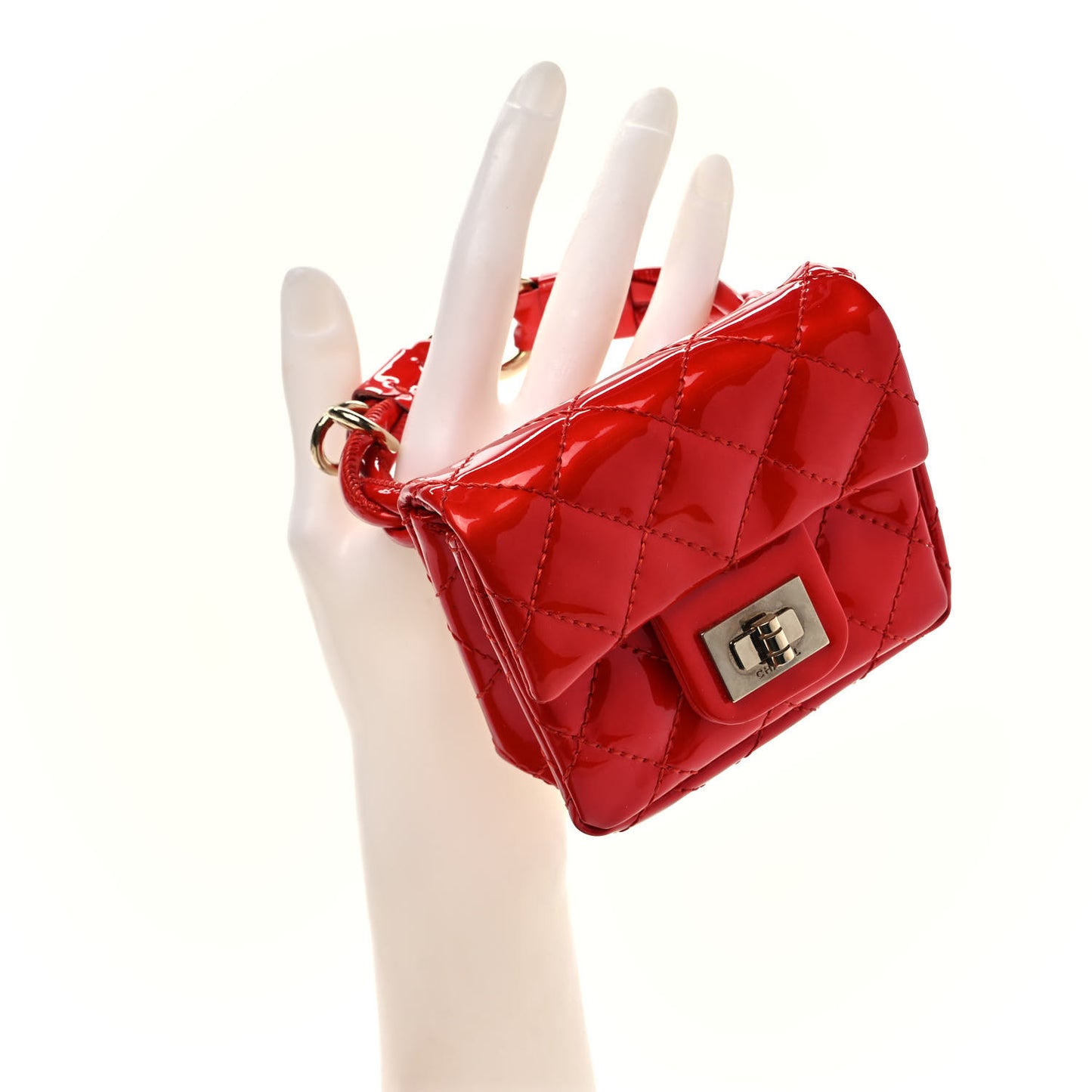 Patent Quilted 2.55 Ankle Wrist Bag Red