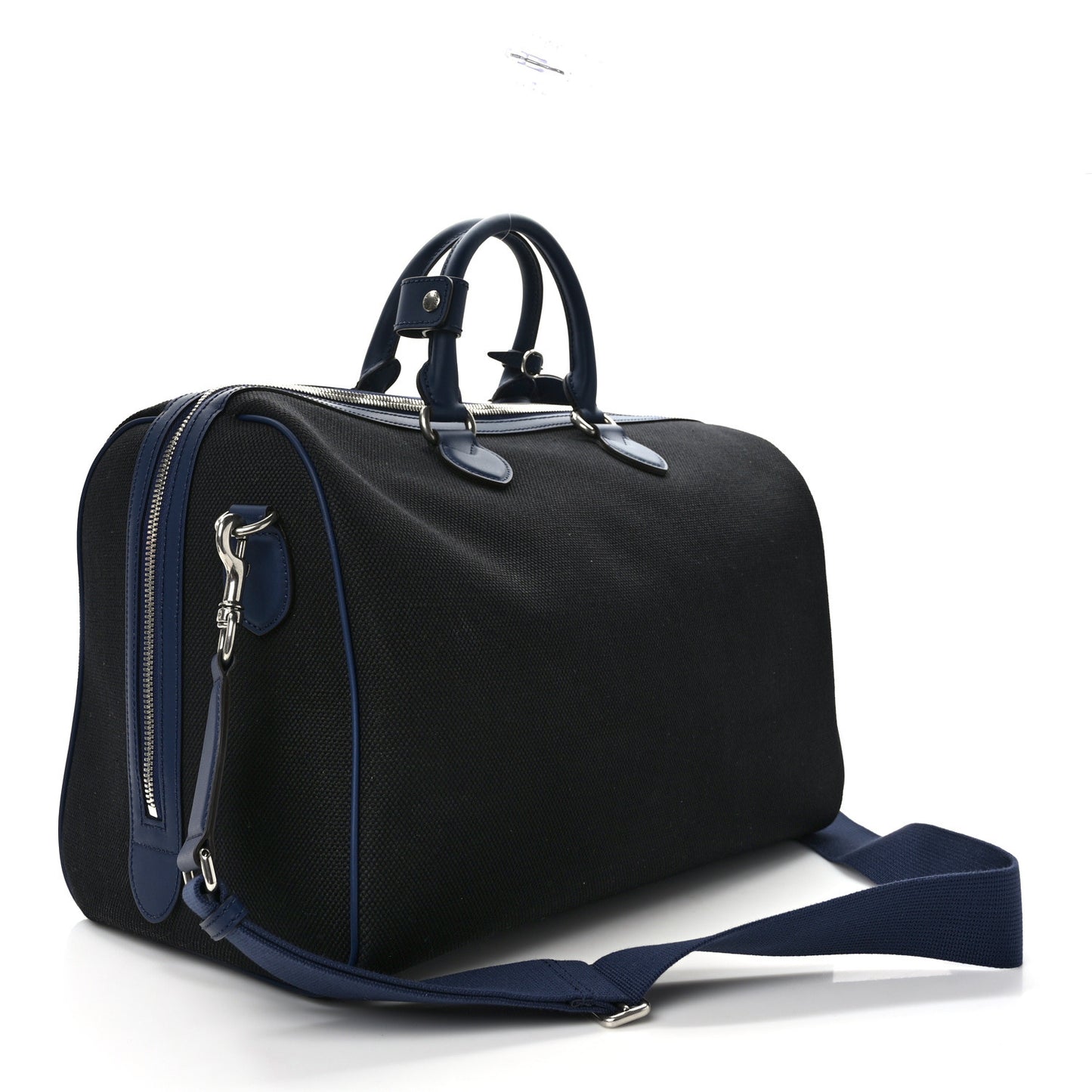 Canvas Calfskin Gucci Print Logo Large Duffle Bag Blue