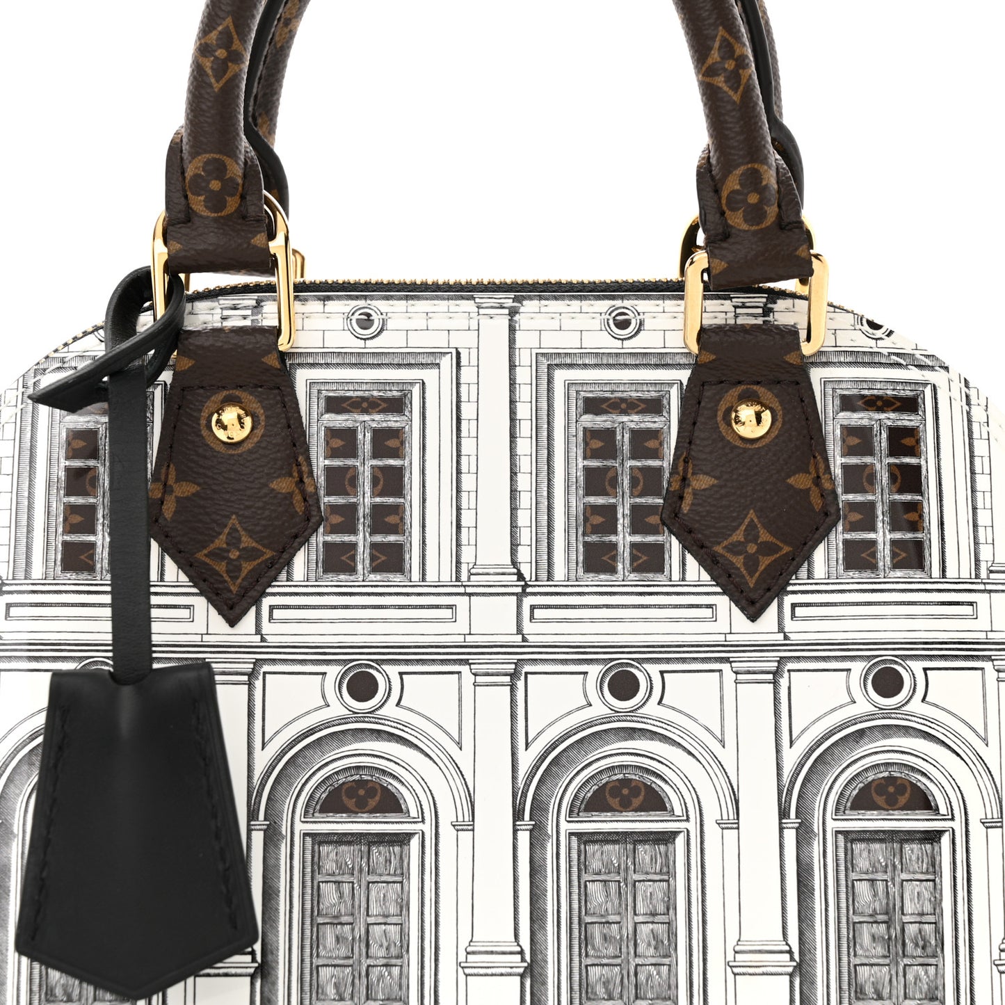 X FORNASETTI Calfskin Architettura Alma BB Black White