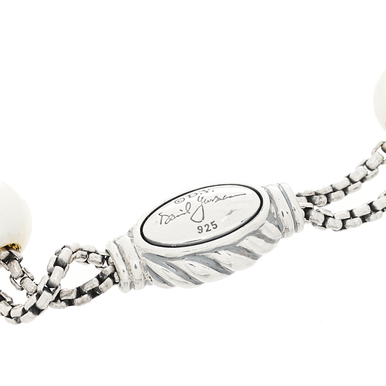 David Yurman Sterling Silver Pearl 8mm Spiritual Beads Adjustable Bracelet 3 of 3