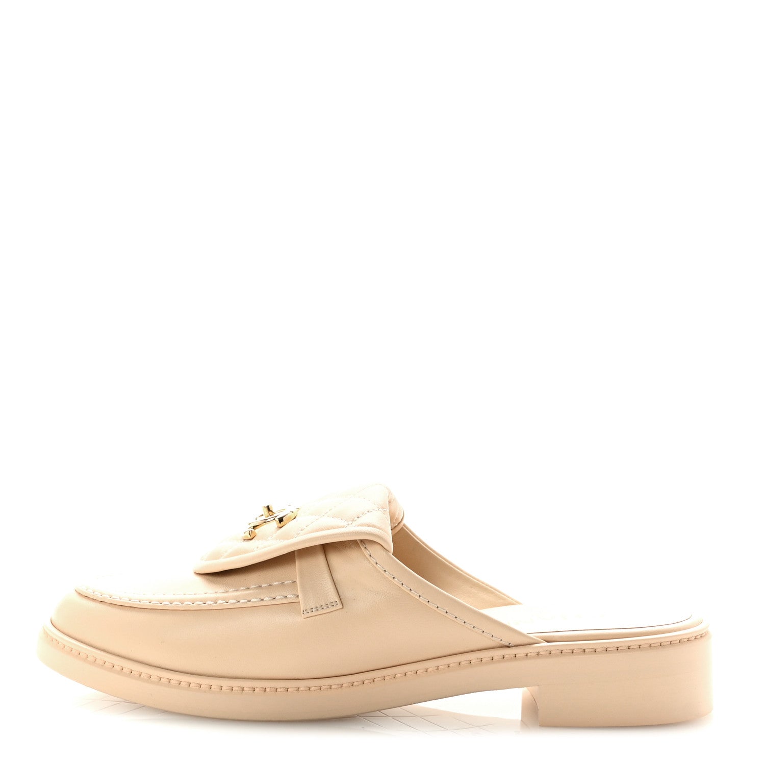 Chanel Lambskin Quilted CC Turnlock Mules 41 Light Beige 1660080