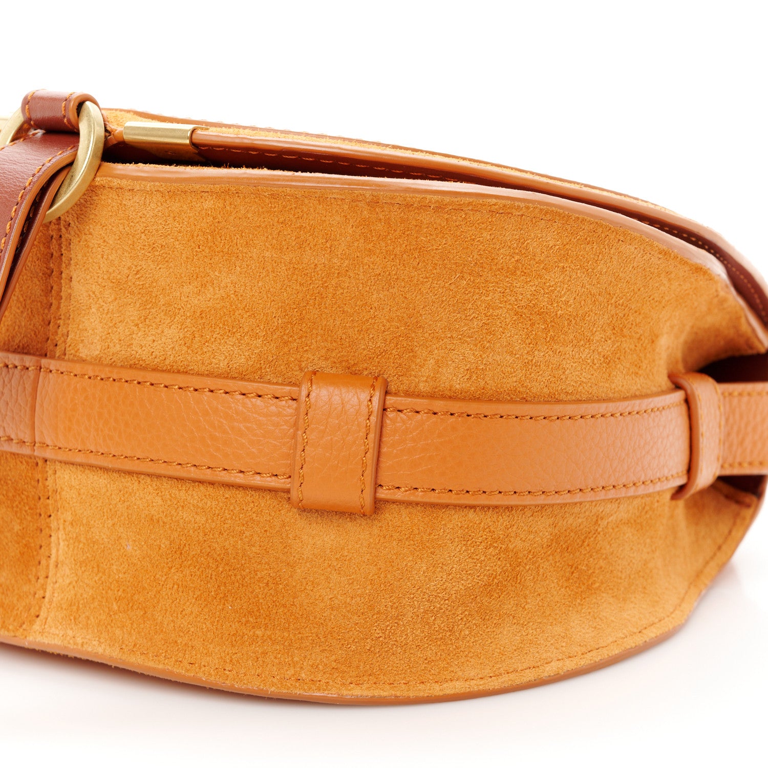 Chloe Suede Calfskin Mini Marcie Round Crossbody Bag Henna Orange 11 of 11