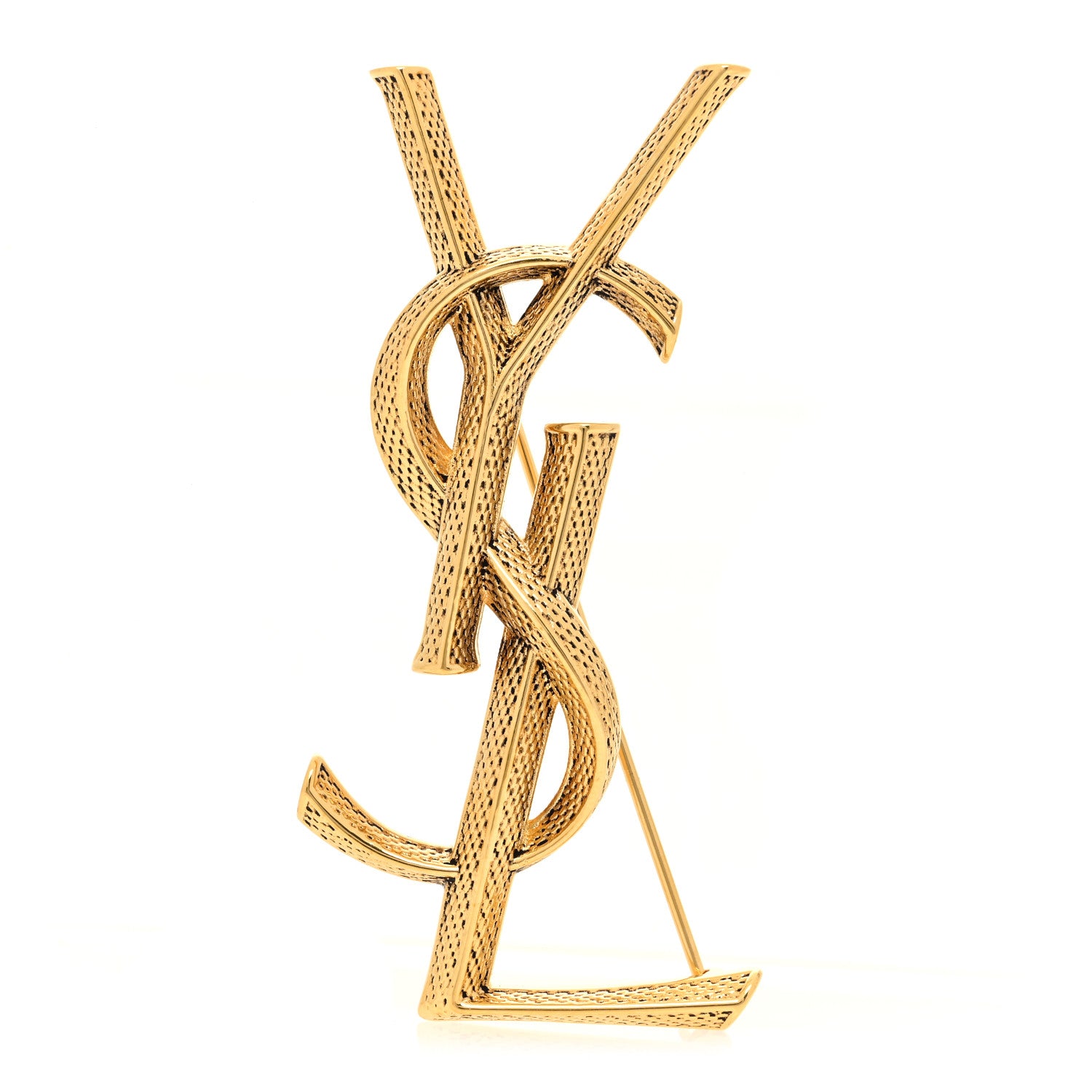 Saint Laurent Monogram Opyum Brooch Gold 1 of 4