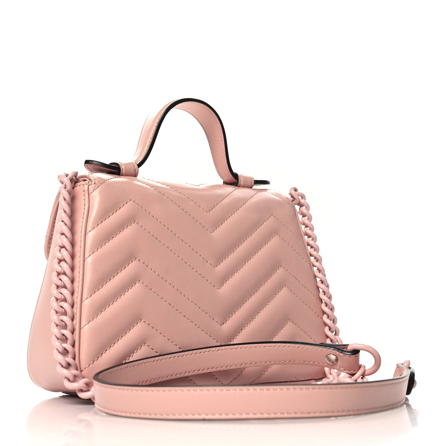 Calfskin Matelasse Monochrome GG Marmont Top Handle Shoulder Bag Perfect Pink
