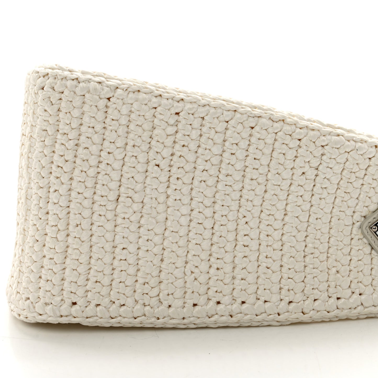 Yarn Raffia Effect Crochet Triangle Shoulder Bag White