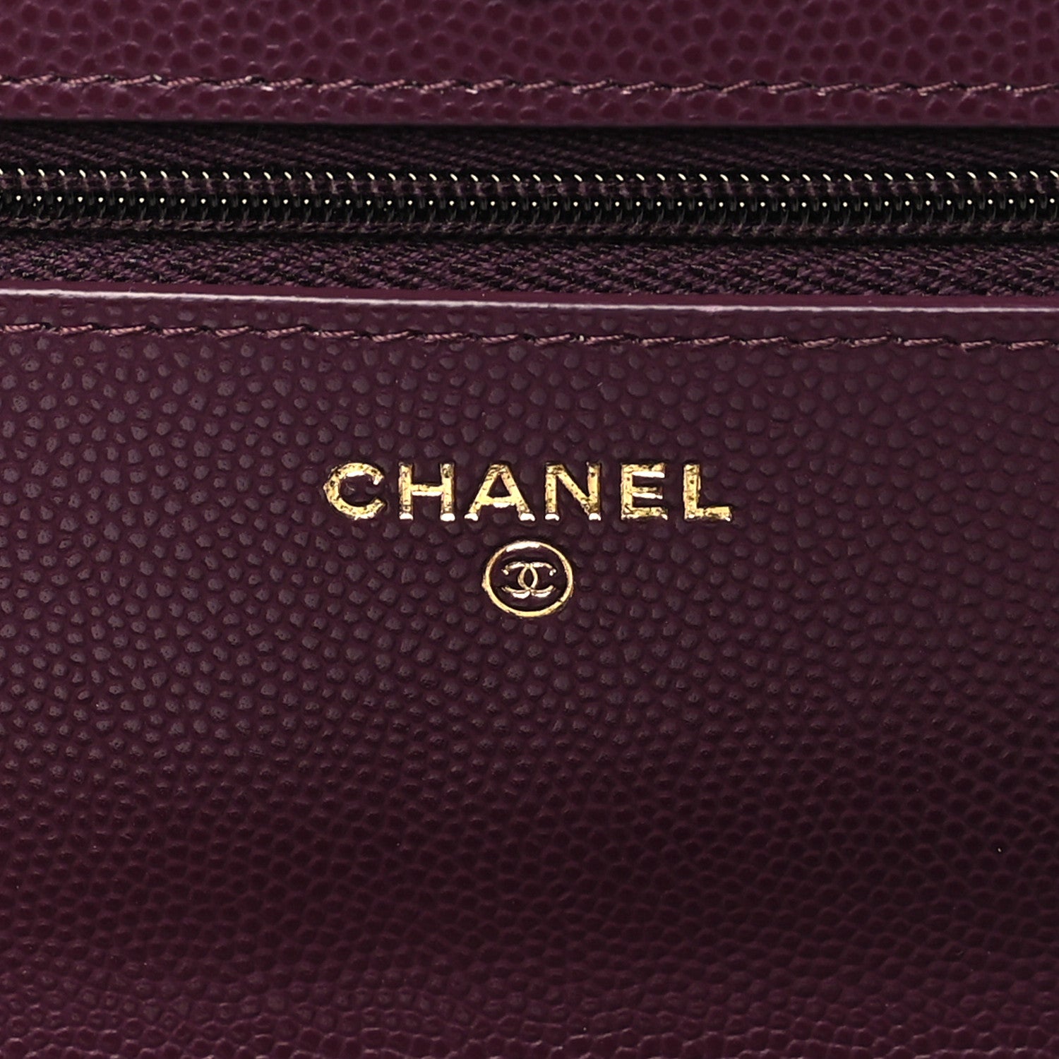 Chanel Caviar Quilted Chain Embossed CC Wallet On Chain WOC Burgundy 6 of 12