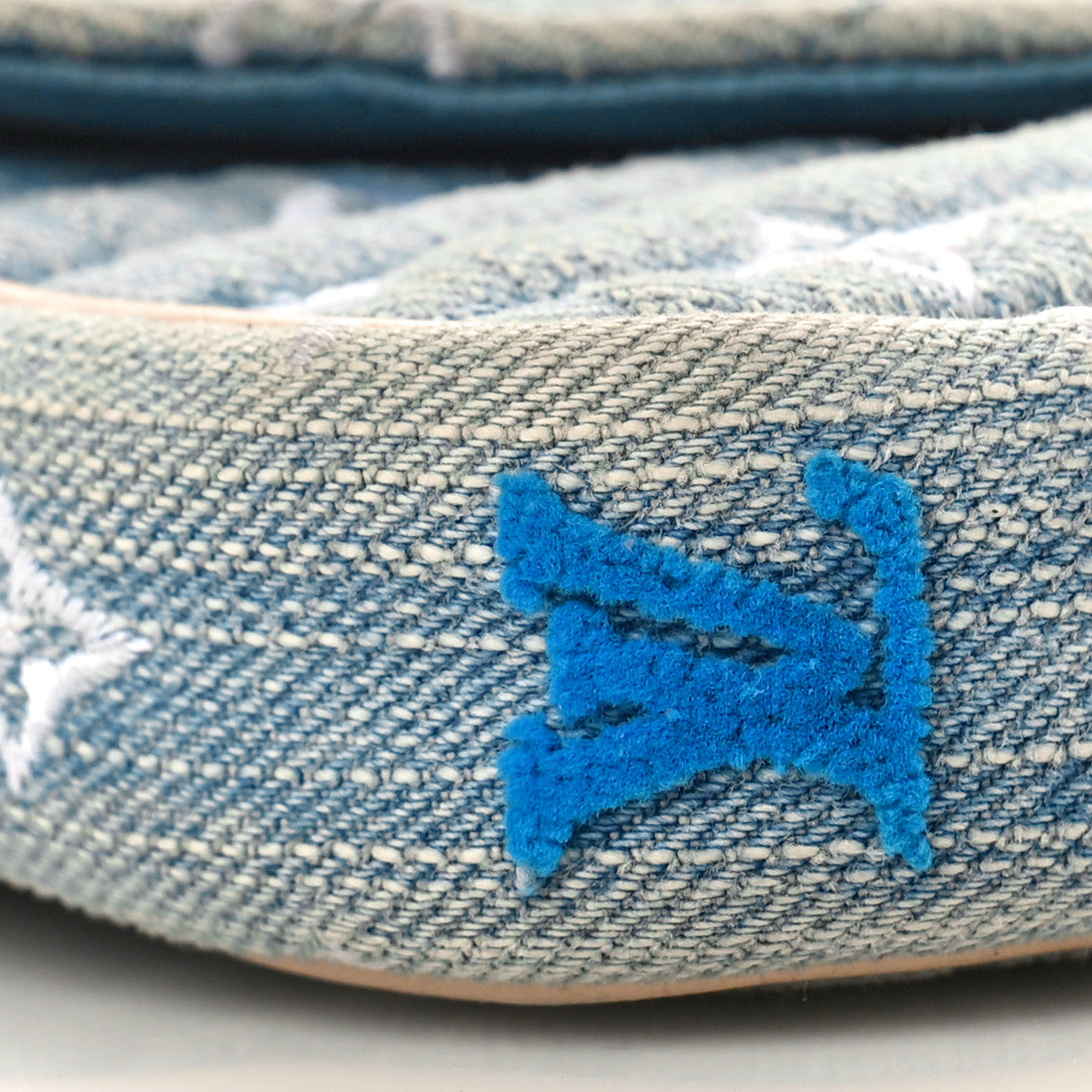 Louis Vuitton Embroidered Monogram Denim New Wave Chain Pochette Blue 8 of 10