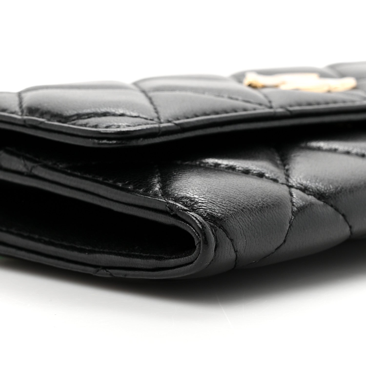 Chanel Shiny Lambskin Ribbon Quilted Clutch With Chain Black 11 of 12