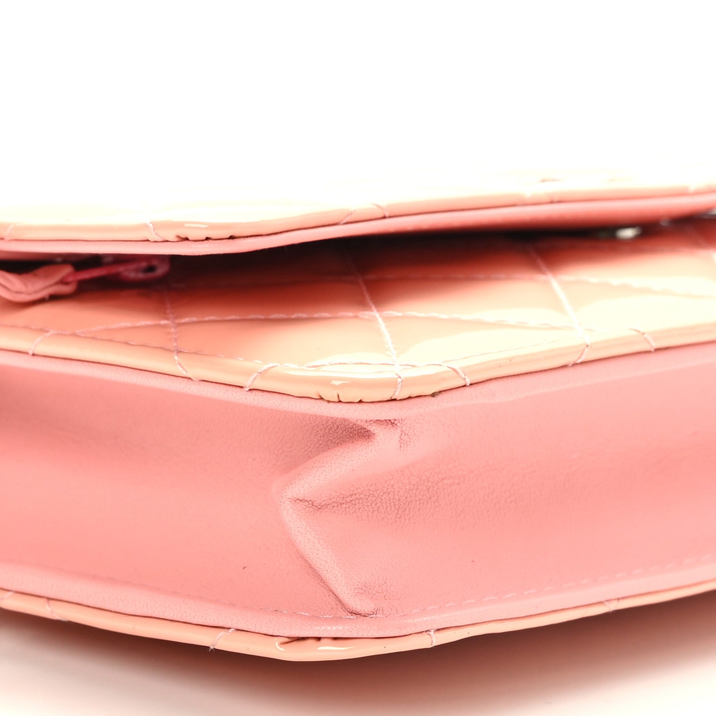 Patent Quilted Wallet On Chain WOC Coral