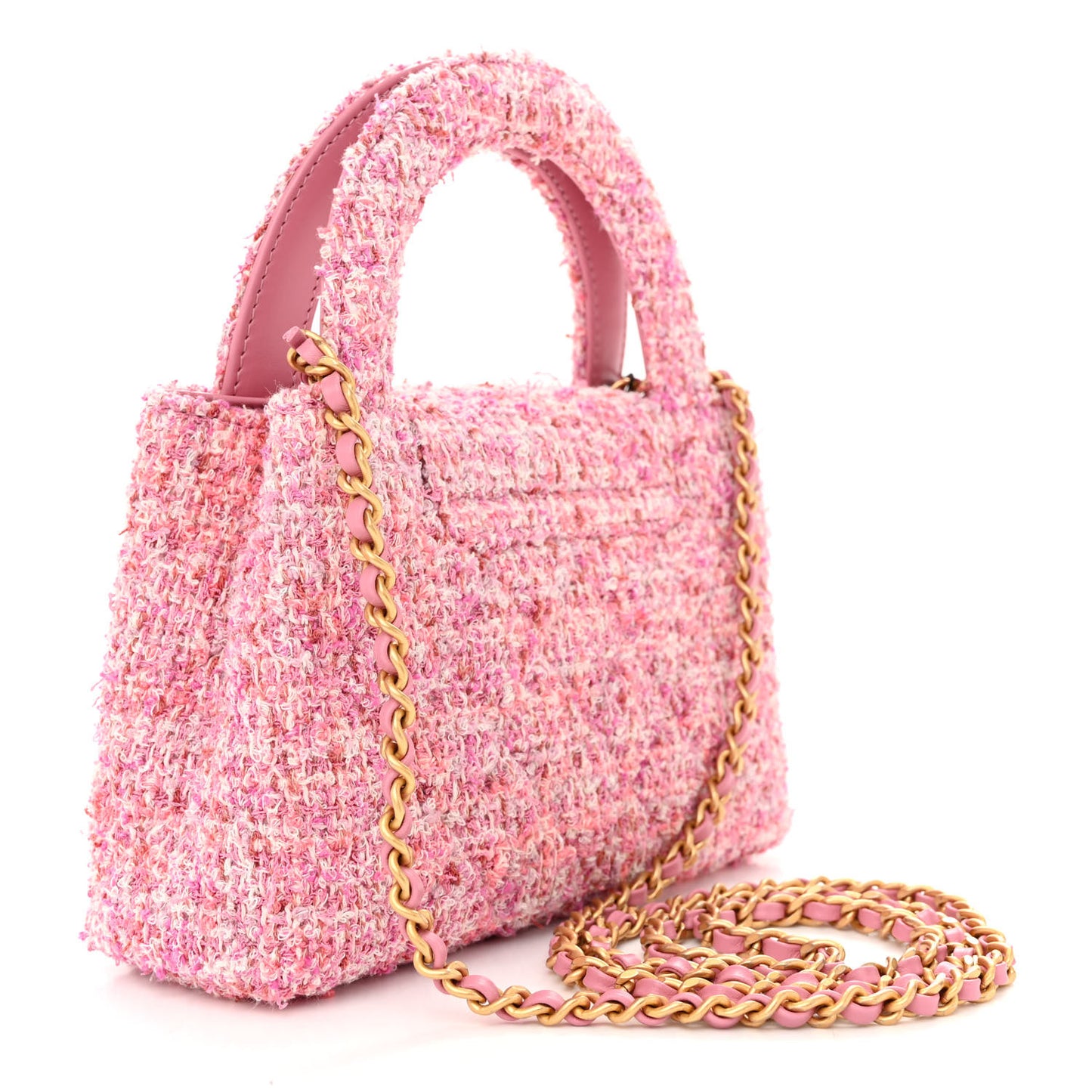 Tweed Quilted Nano Kelly Shopper Pink