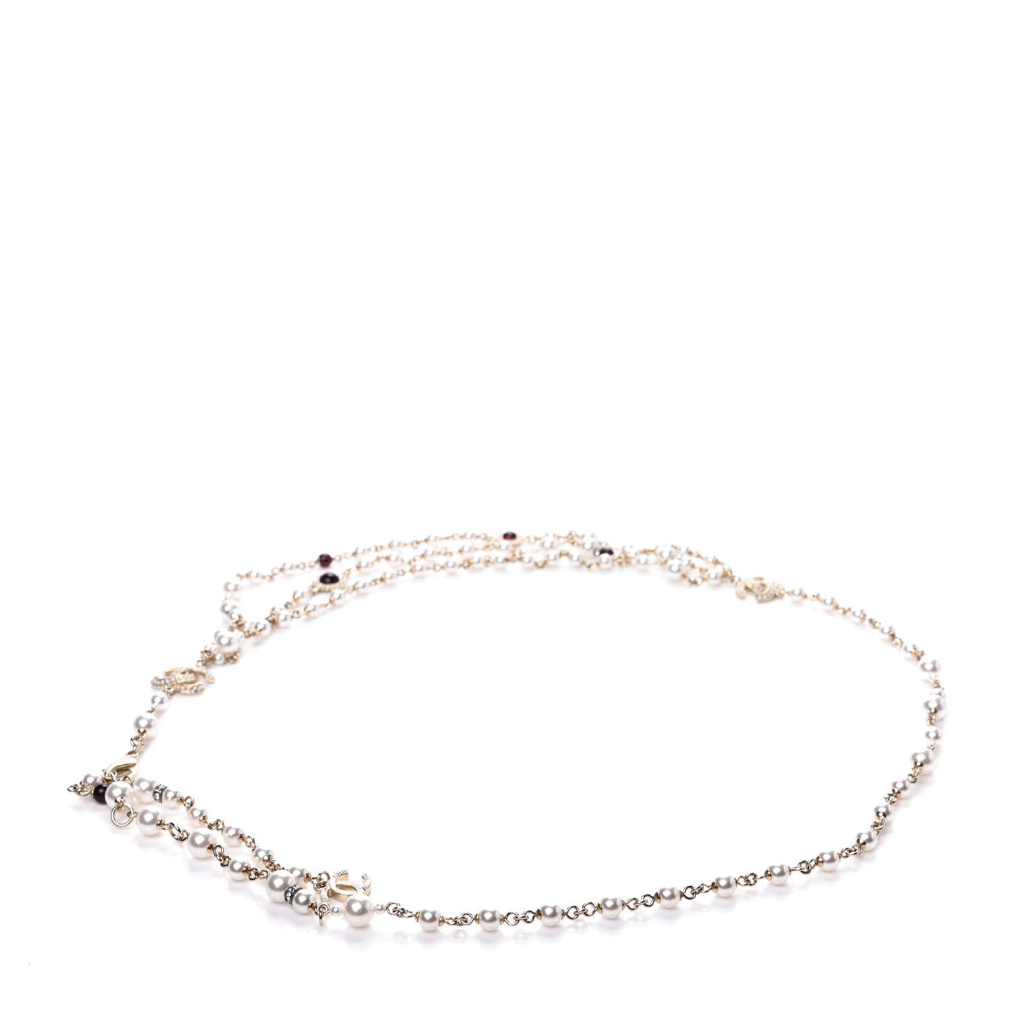 Pearl Crystal Beaded CC Belt Gold Burgundy