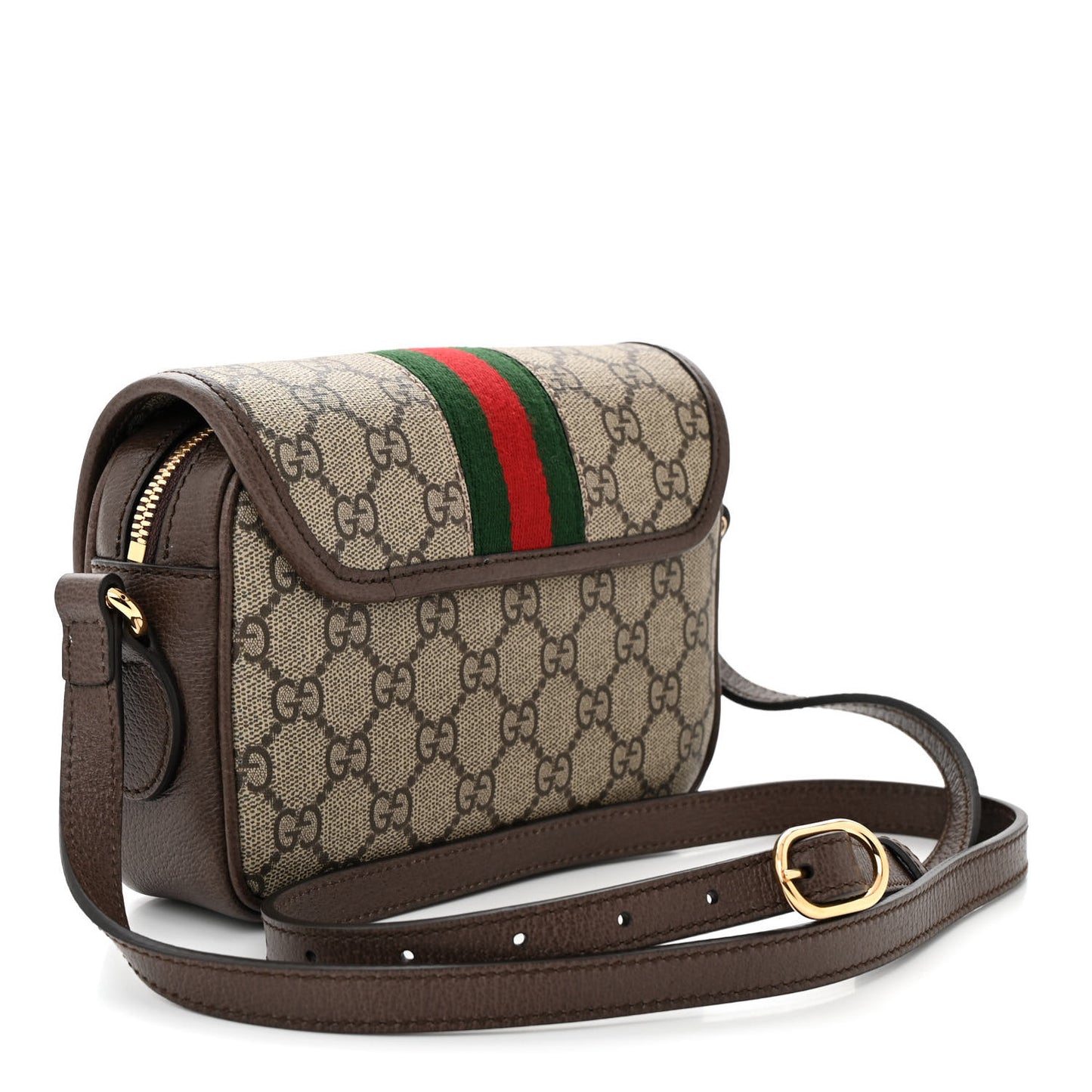 GG Supreme Monogram Textured Dollar Calfskin Mini Ophidia Flap Shoulder Bag Beige Ebony New Acero