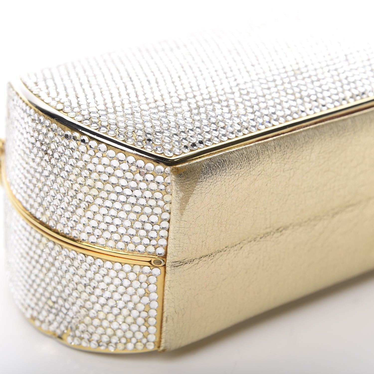 Judith Leiber Swarovski Crystal Minaudiere Clutch Gold Silver 17 of 19