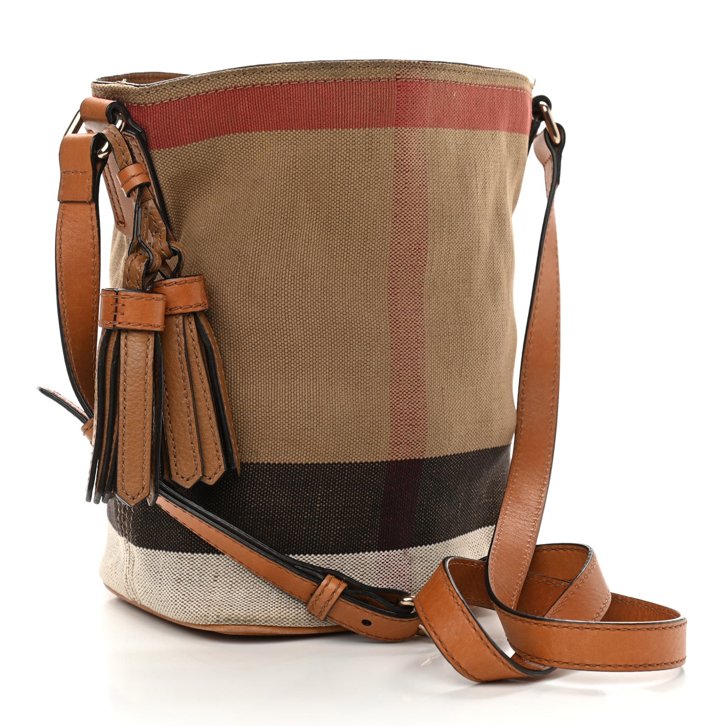 Canvas Mega Check Mini Ashby Tassel Crossbody Saddle Brown