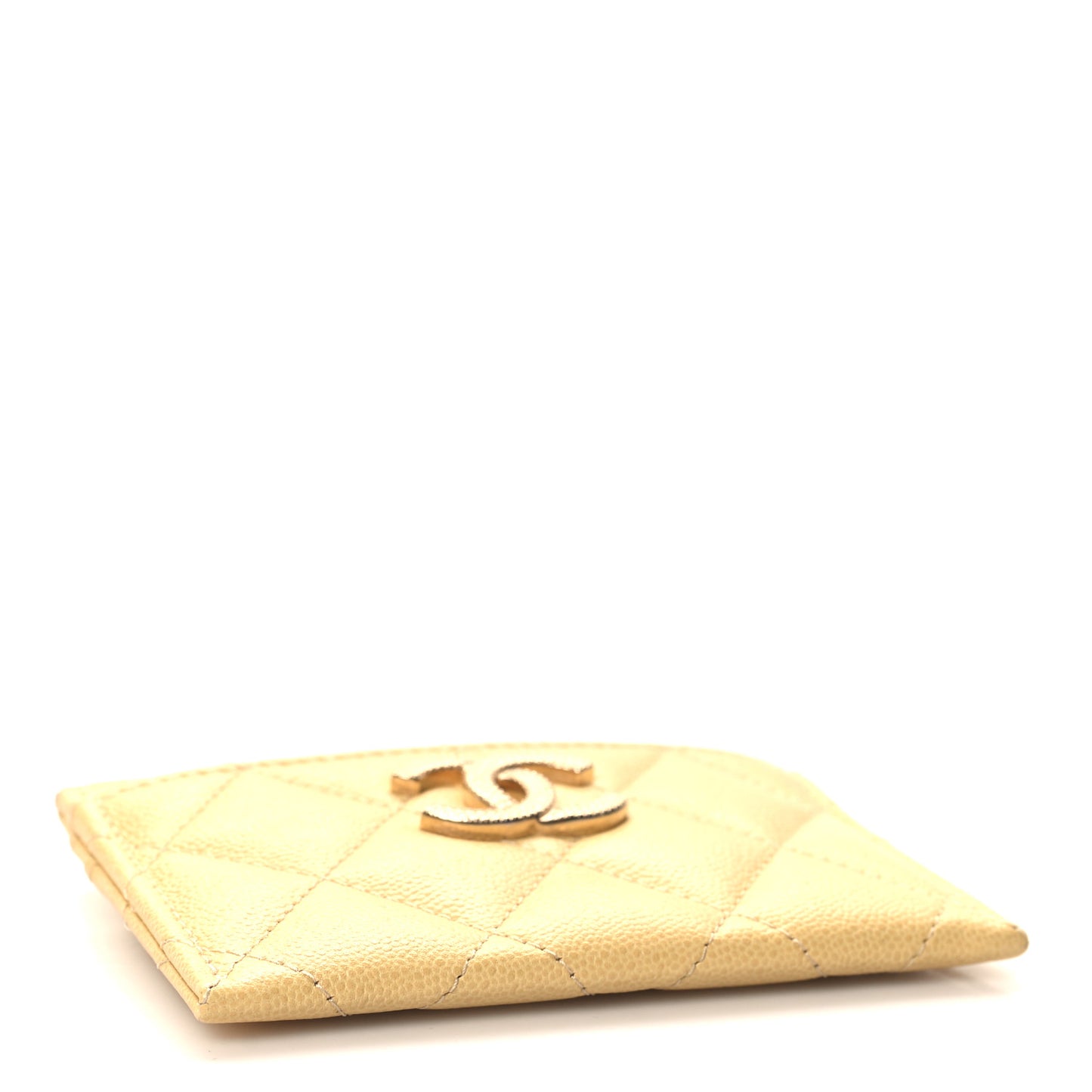 Caviar Quilted Studded CC Card Holder Yellow
