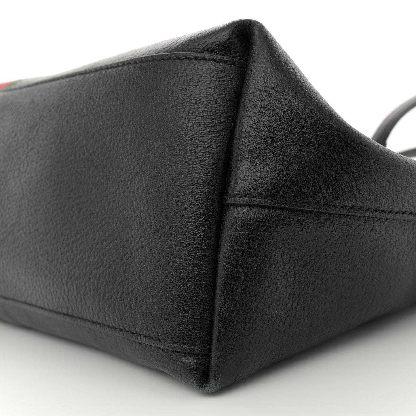 Textured Calfskin Web Medium Ophidia Shopping Tote Black