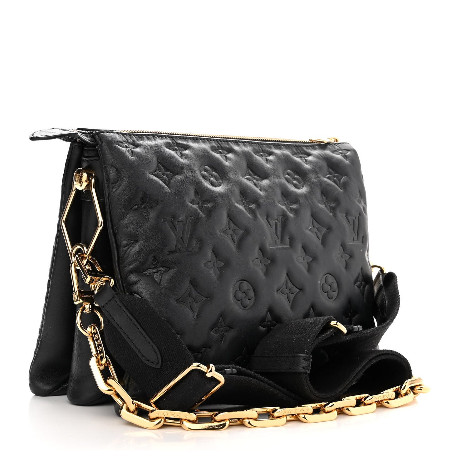 Lambskin Embossed Monogram Coussin PM Black