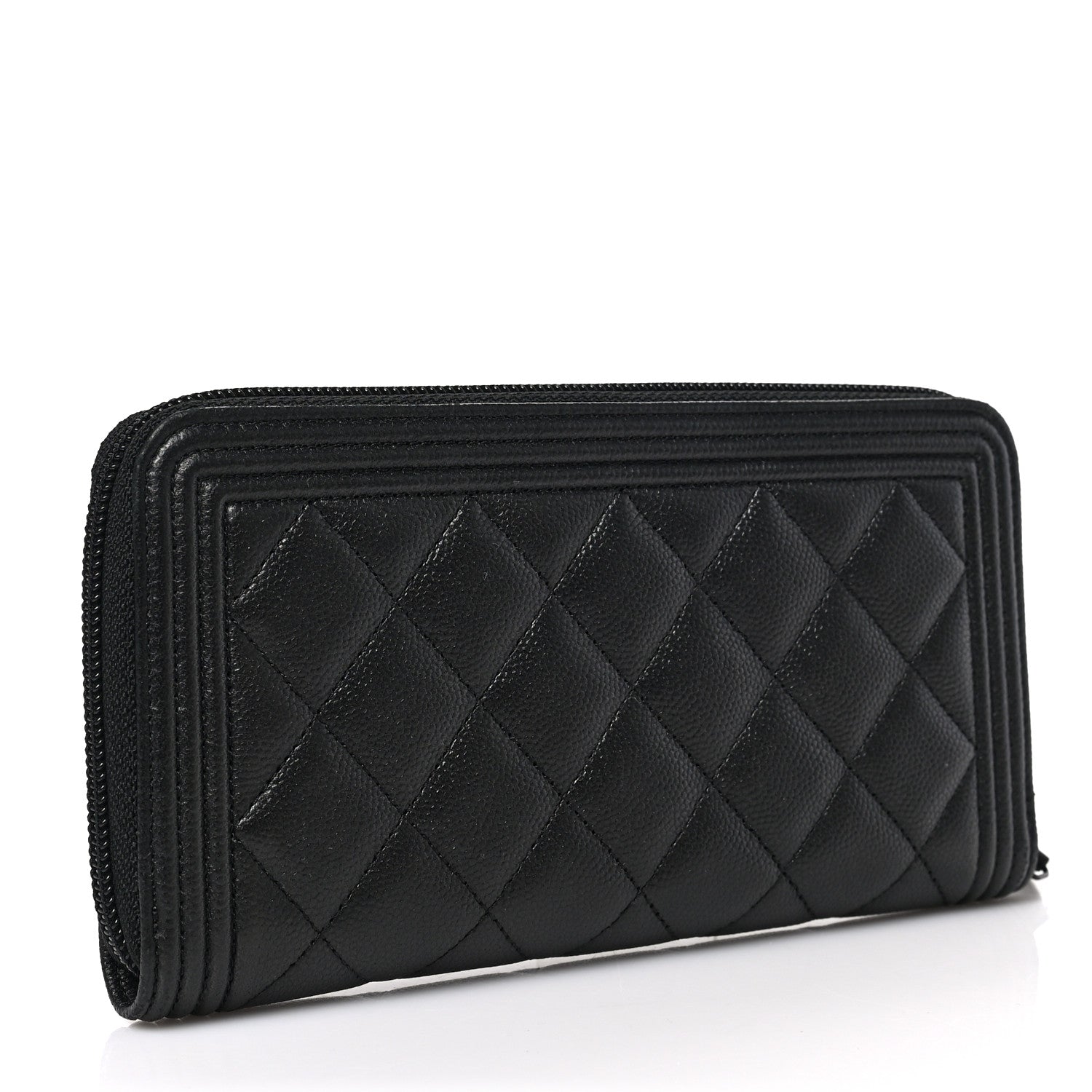 Chanel Caviar Quilted Boy Zip Around Organizer Wallet So Black 3 of 7