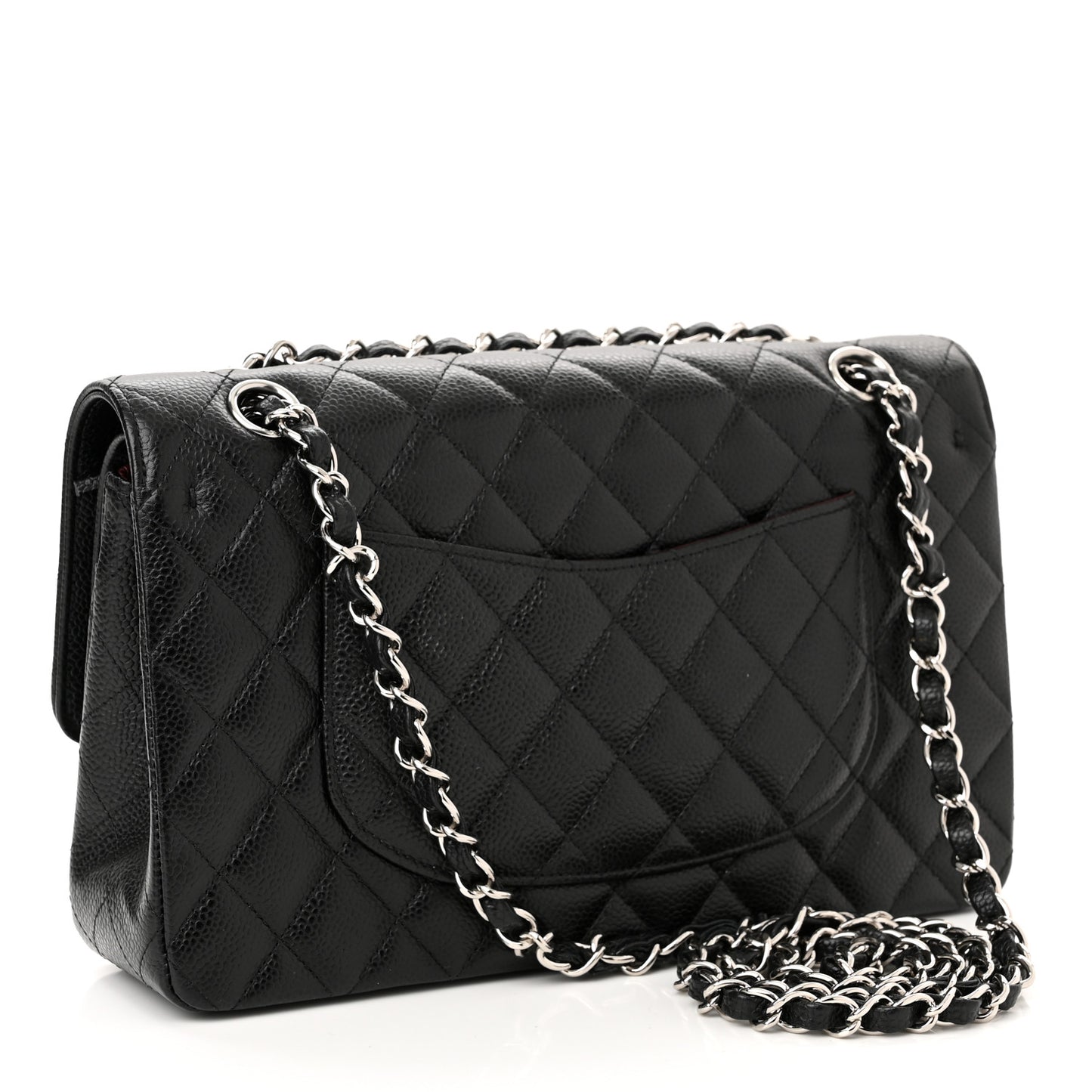 Caviar Quilted Medium Double Flap Black