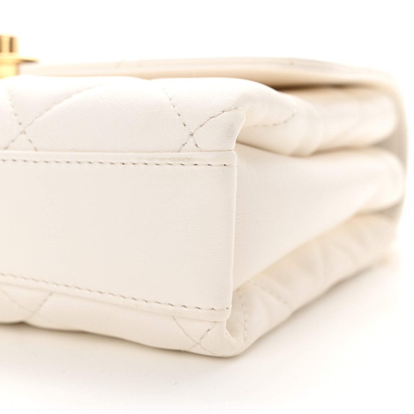 Lambskin Quilted Small CC Crystal Logo Chain Flap White