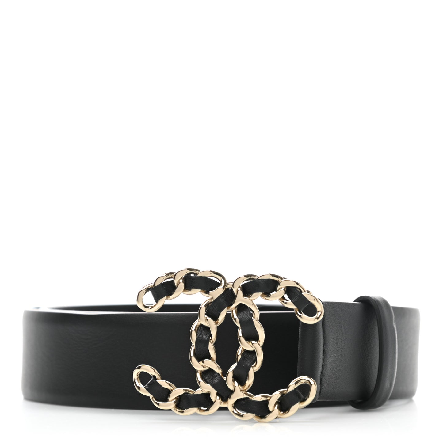 Calfskin CC Chain Belt 85 34 Black
