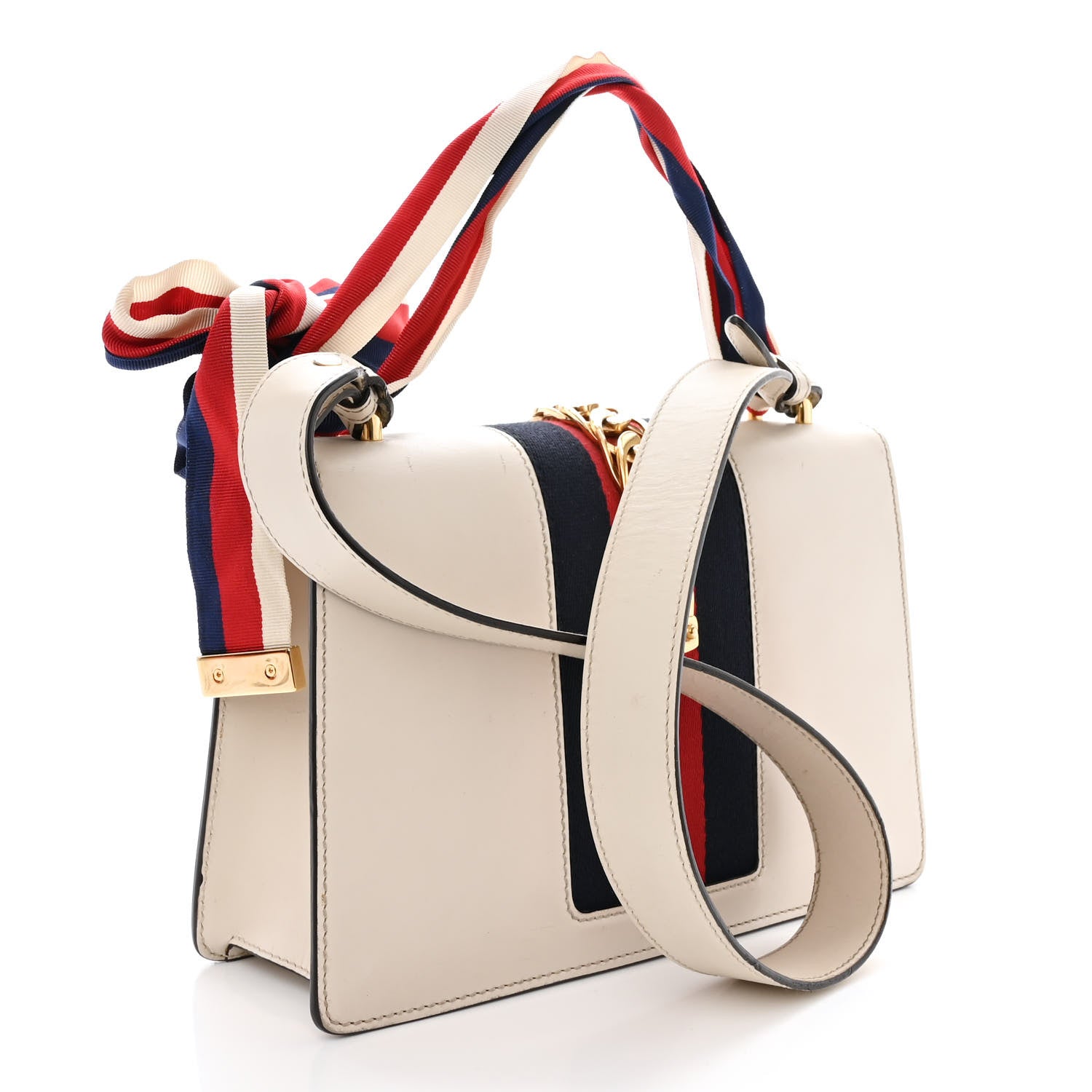 Gucci Calfskin Small Sylvie Shoulder Bag Off White 3 of 15